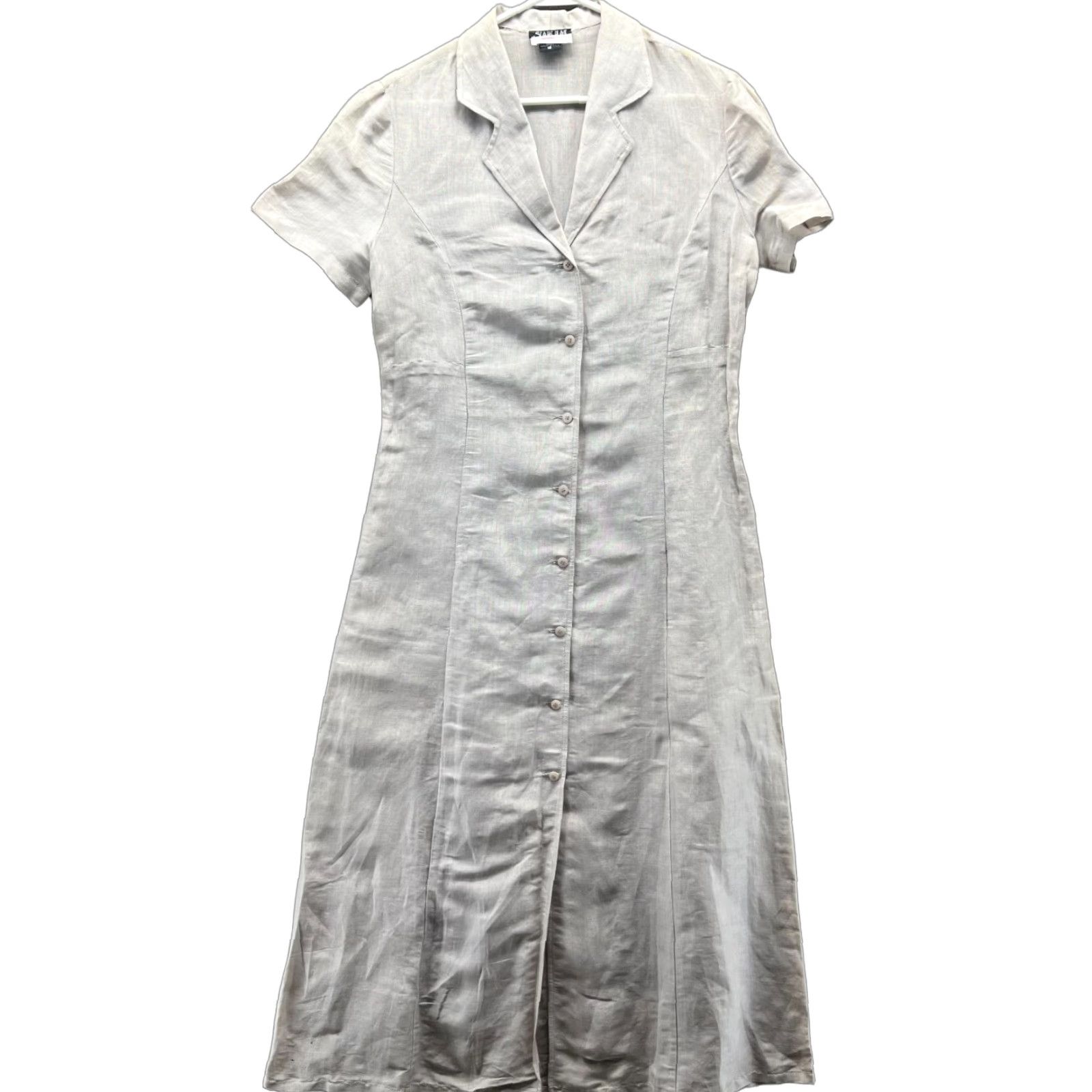 Bergdorf Goodman Searle blatt Dress Women 12 Beige Button Down Linen Dress Shirt 70s Casual Midi Woven Pockets Shirt Dress Womens Size XL / US 12-14 / IT 48-50 - 1 Thumbnail