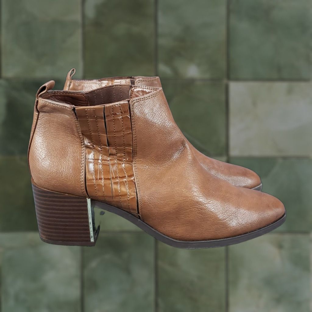 Nine West Nine West Westlyno Ankle Boots Womens 11M Brown Block Heel Booties Slip On Size US 11 / IT 41 - 1 Thumbnail