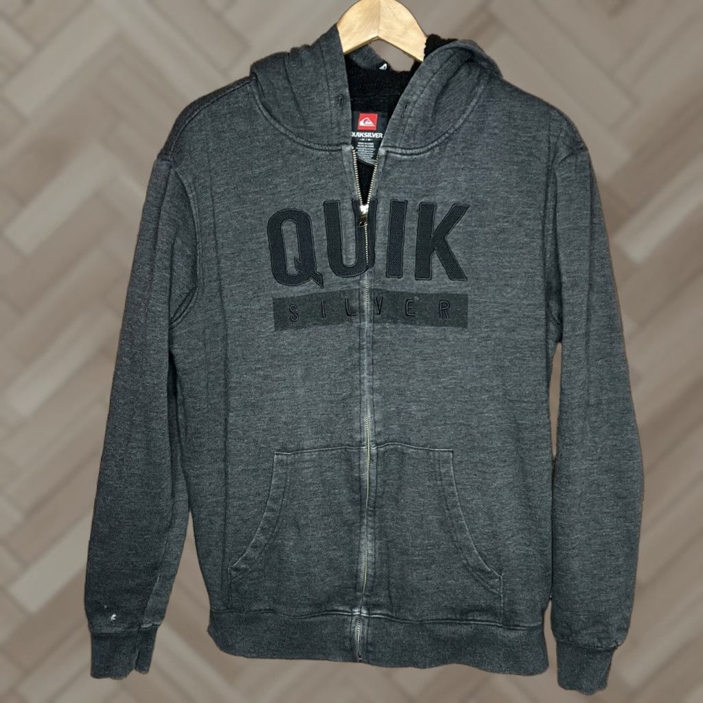 Quiksilver VINTAGE Quiksilver Hoodie with Sherpa Lining Zip Up Surf Style 2000s M Gray Men Size US M / EU 48-50 / 2 - 1 Thumbnail