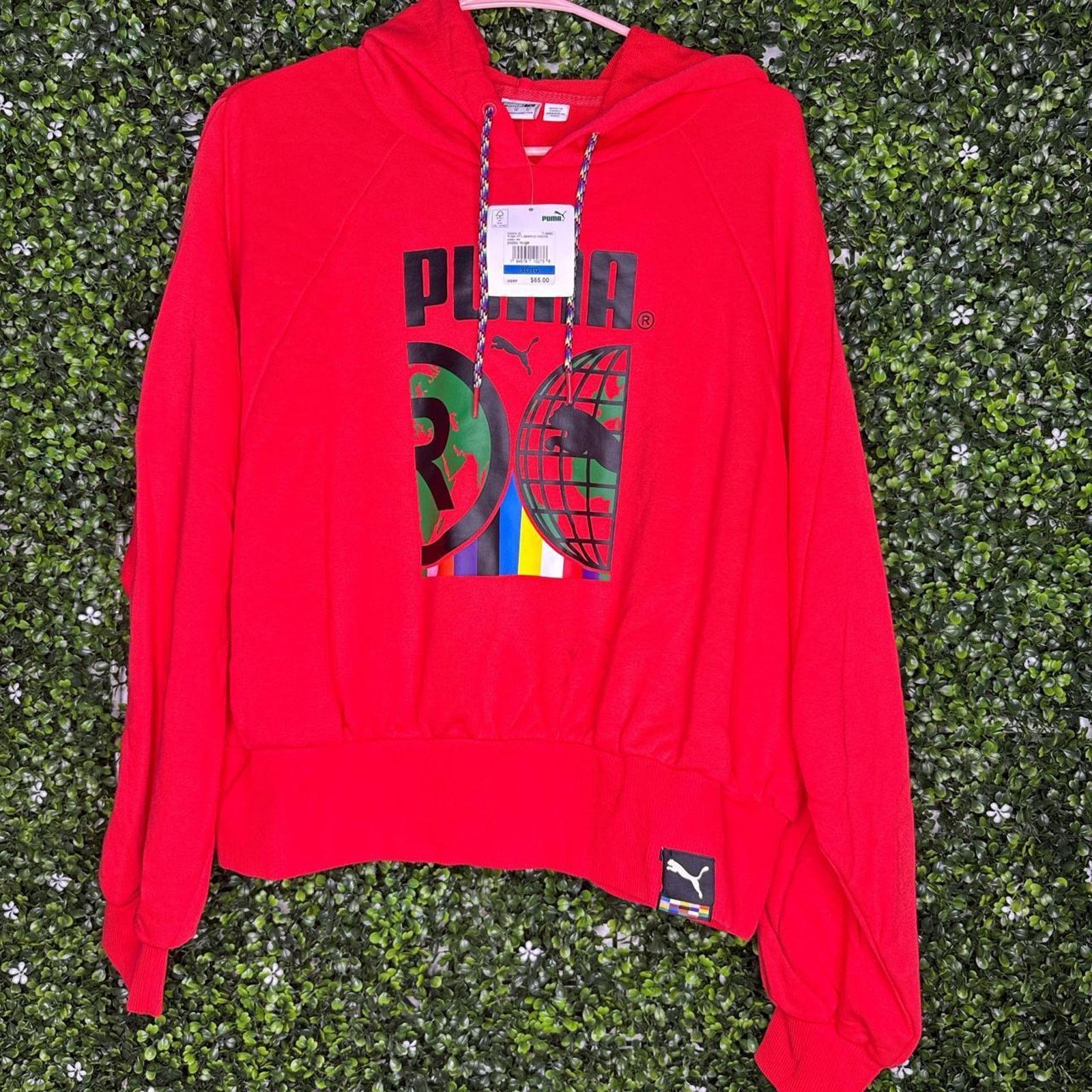 Puma Womens red puma cropped hoodie Size XL / US 12-14 / IT 48-50 - 1 Thumbnail