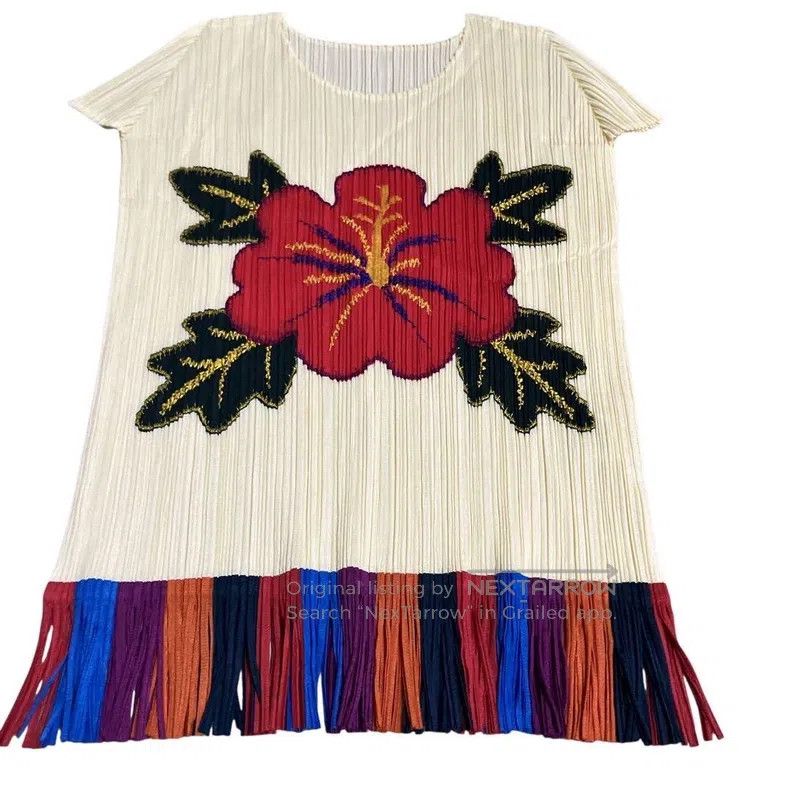 Issey Miyake Issey Miyake Fringed Short Sleeve Top Size L / US 10 / IT 46 - 2 Thumbnail