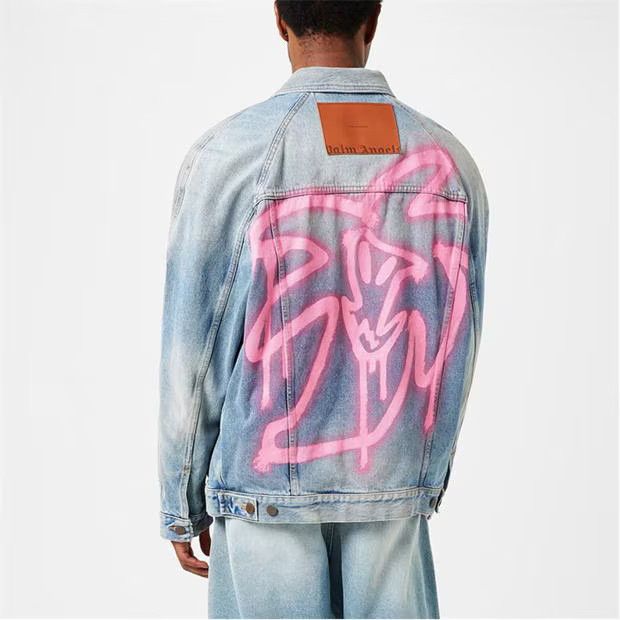 Palm Angels o1g2r1mq0524 Denim Jackets in Blue & Pink | Grailed