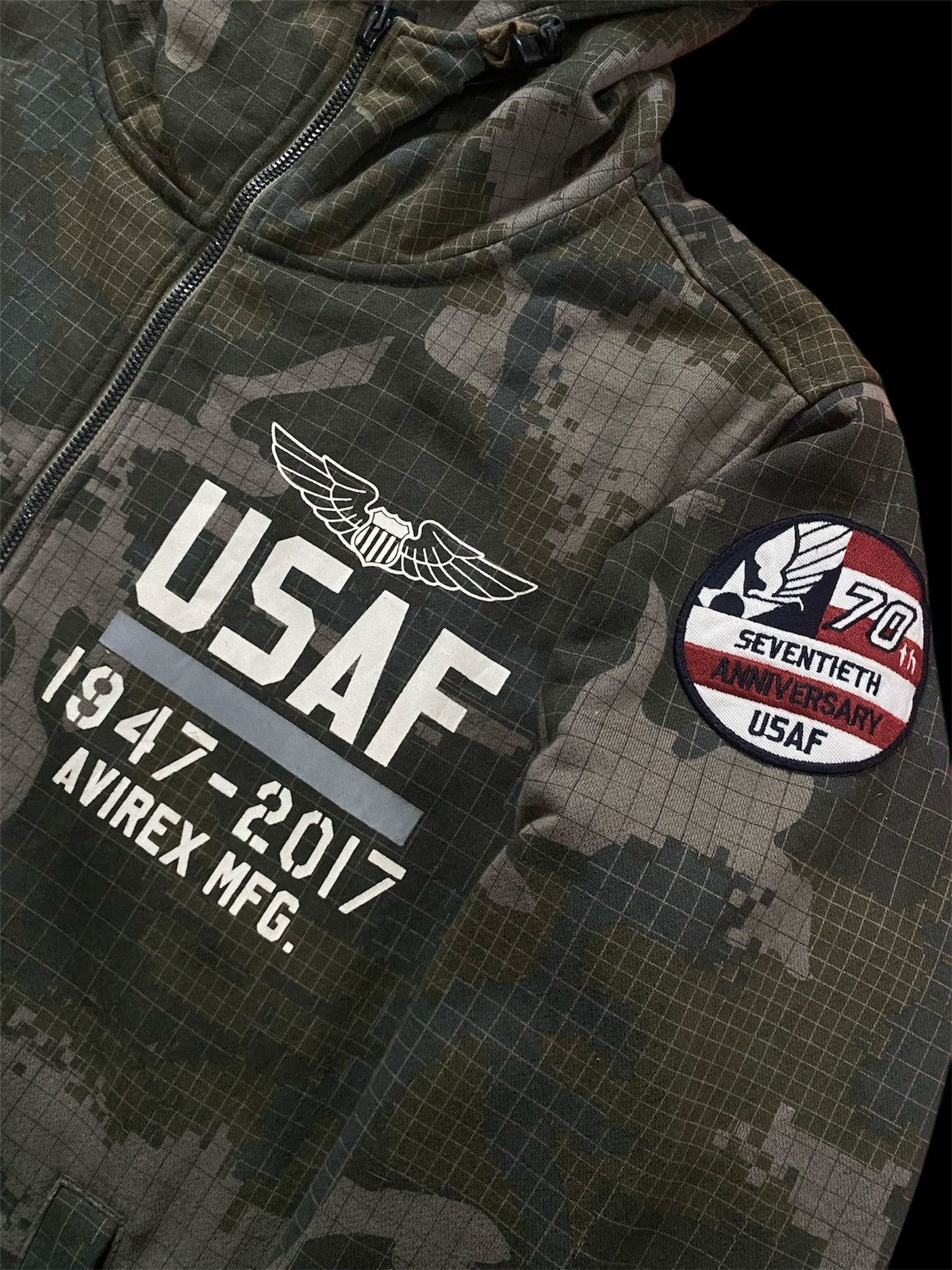 Avirex × Vintage AVIREX US AIR FORCE 70th Anniversary Zip Camo Hoodie Size US XL / EU 56 / 4 - 9 Thumbnail