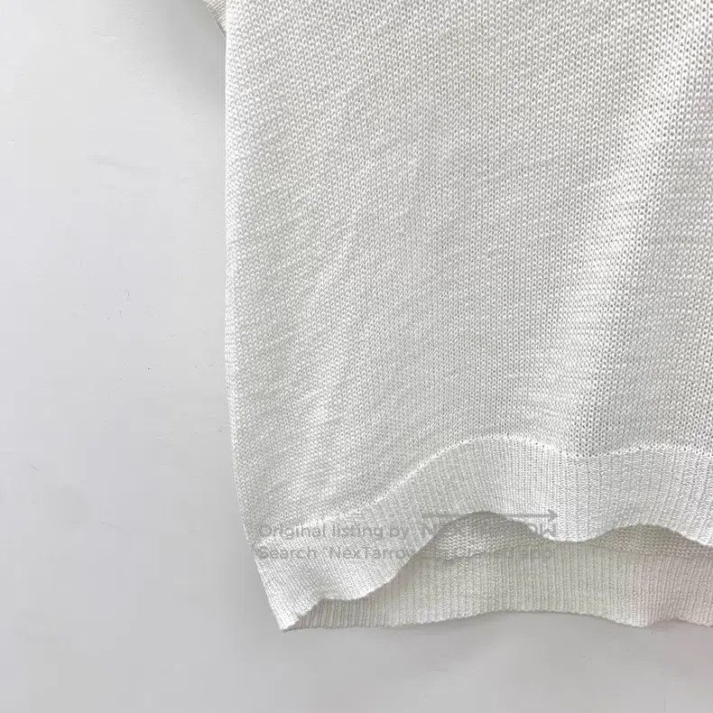 Brunello Cucinelli Brunello Cucinelli White V-neck cotton short-sleeve knit t Size L / US 10 / IT 46 - 4 Thumbnail