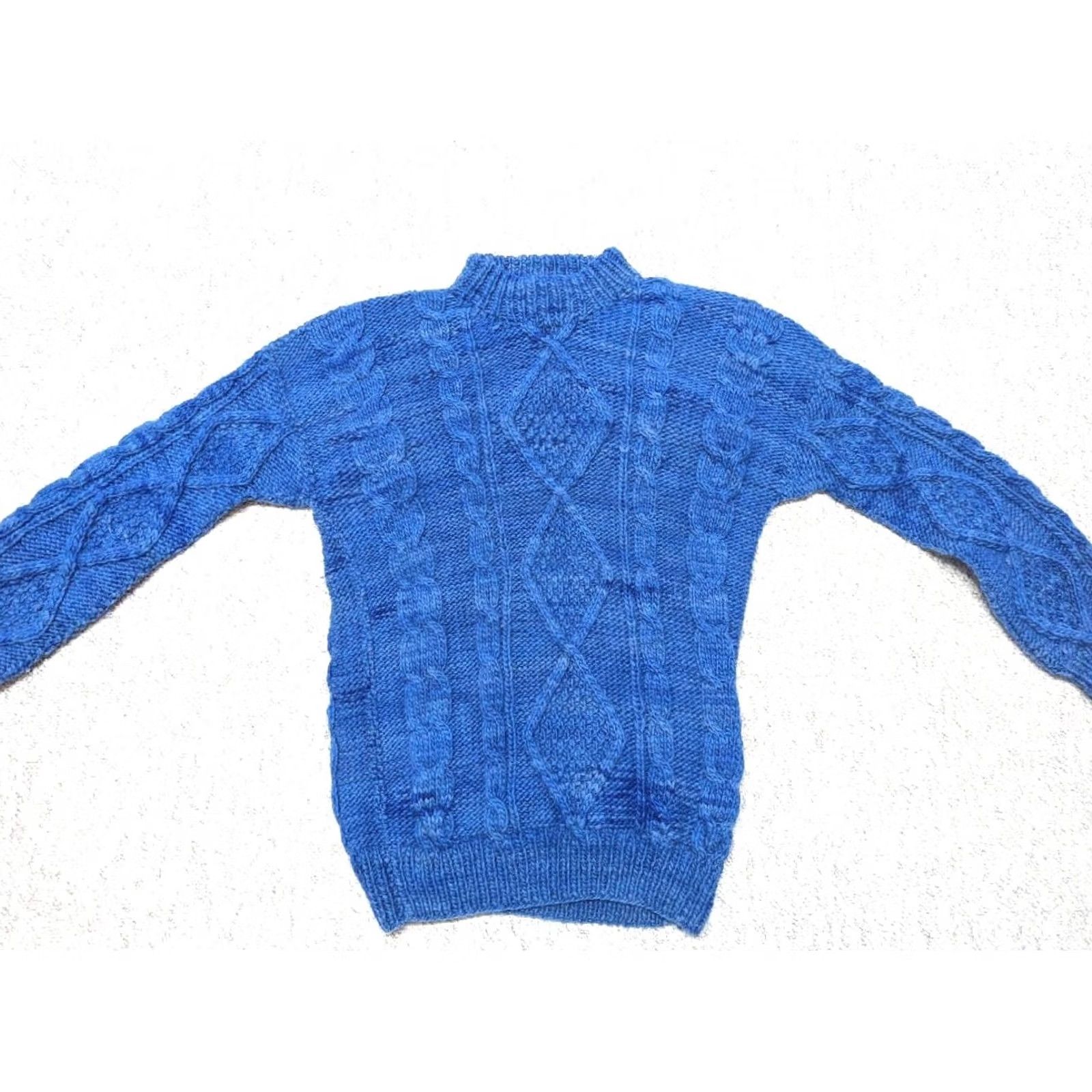 Vintage VINTAGE Woolies ARAN Sweater XL Men Long Sleeve Knit Wool Mock Neck Blue Tall/Long Size US XL / EU 56 / 4 - 3 Thumbnail