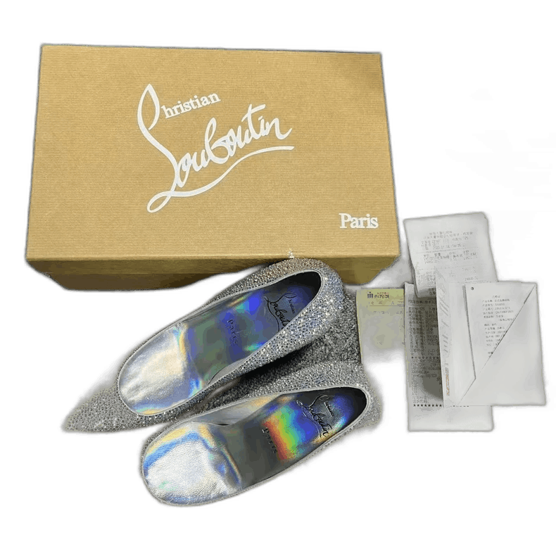 Christian Louboutin Christian Louboutin Silver High Heels with Rhinestones Size US 7 / IT 37 - 1 Thumbnail