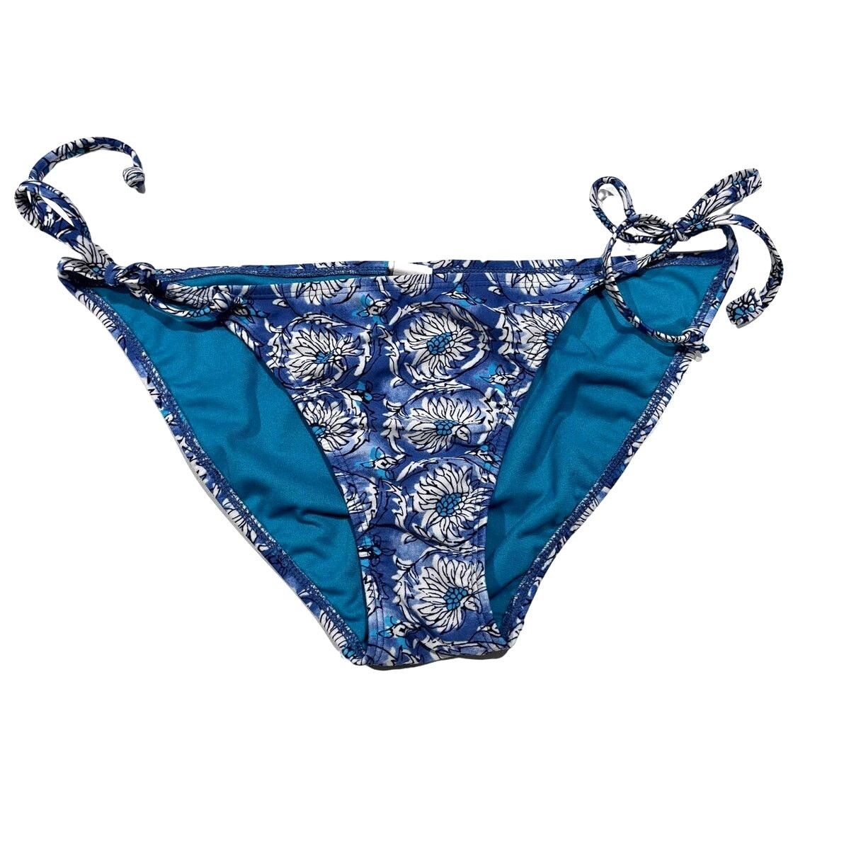 Old Navy OLD NAVY Blue Floral String Tie Bikini Bottoms Sz M Size ONE SIZE - 1 Thumbnail