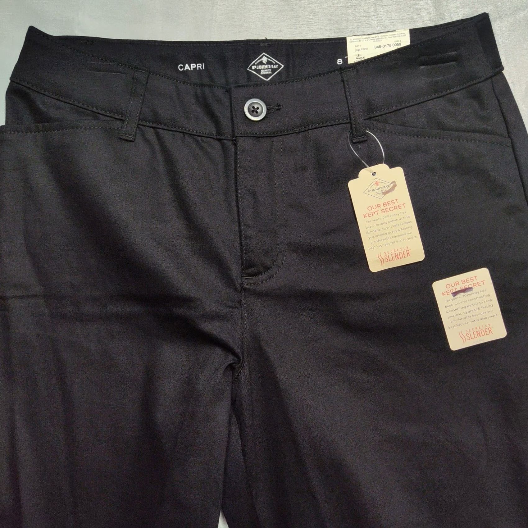 Vintage St Johns Bay Women 8 Black Secretly Slender Capri Pants NEW Size 30" / US 8 / IT 44 - 3 Thumbnail