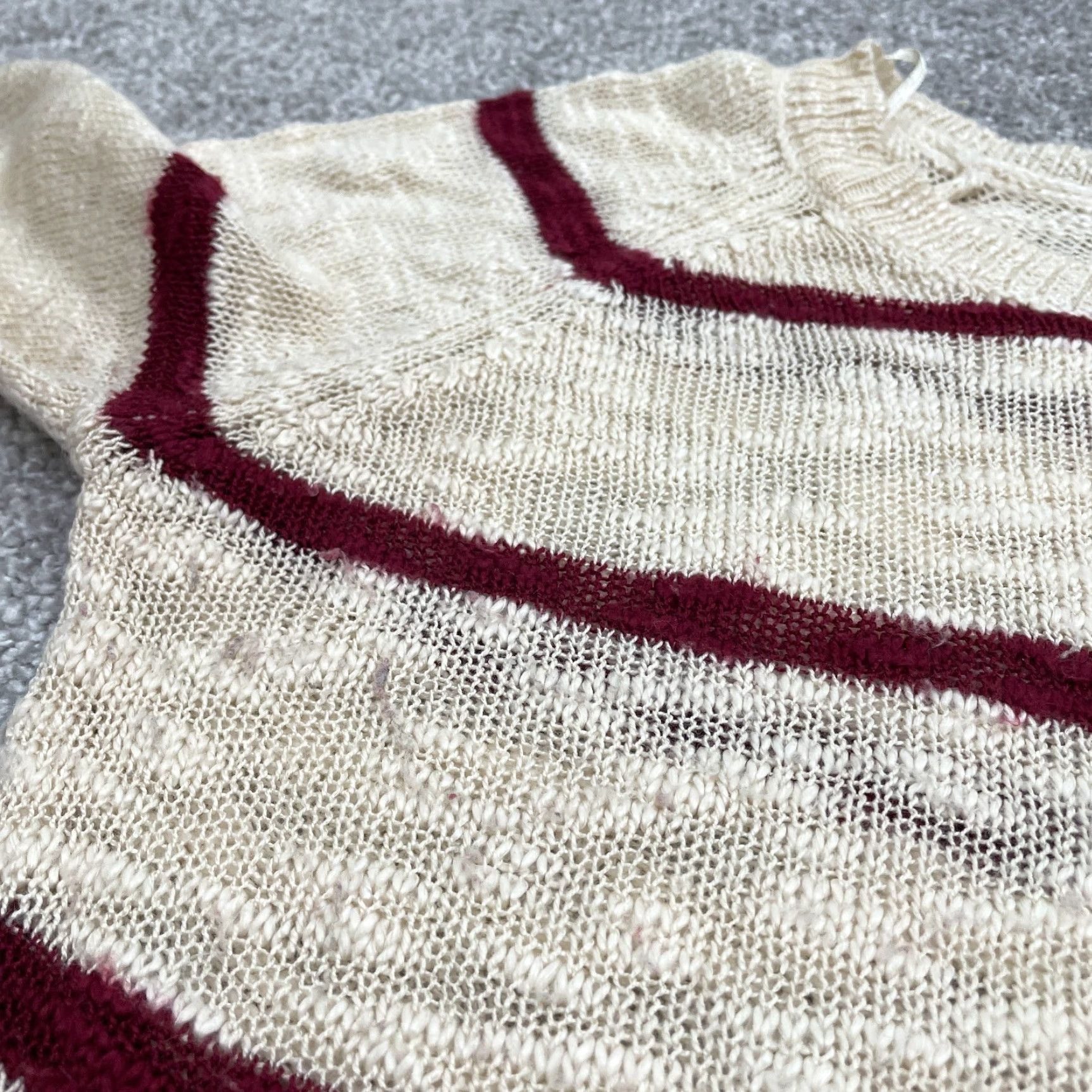 Vintage Pink Rose Sweater Womens L Beige Striped 3/4 Sleeve Acrylic Lightweight Knit Pullover Casual Shirt? Size L / US 10 / IT 46 - 6 Thumbnail