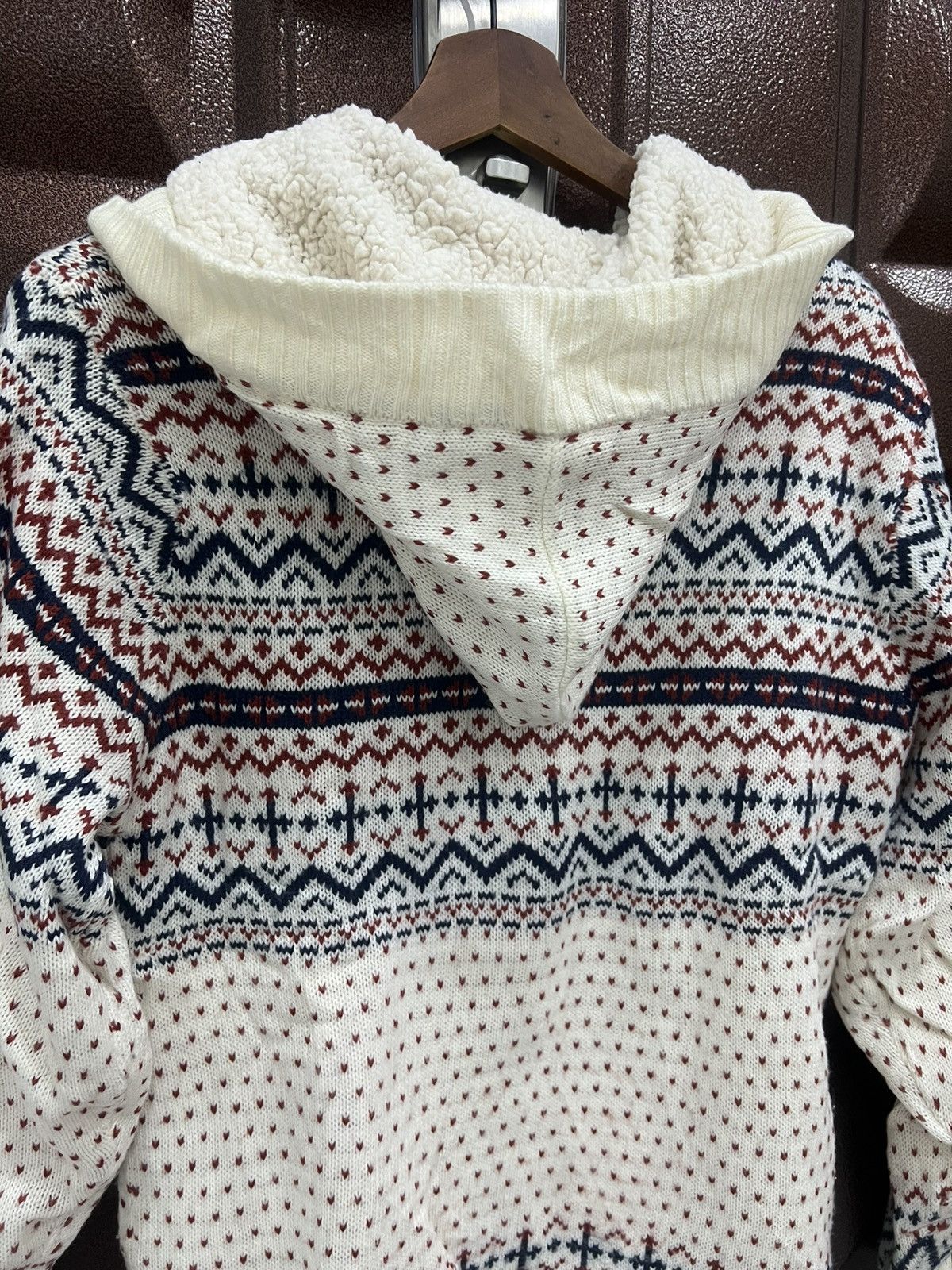 Japanese Brand COLZA Fair Isle Nordic Snowflake Button Up Sweater with Hood Size US M / EU 48-50 / 2 - 5 Thumbnail