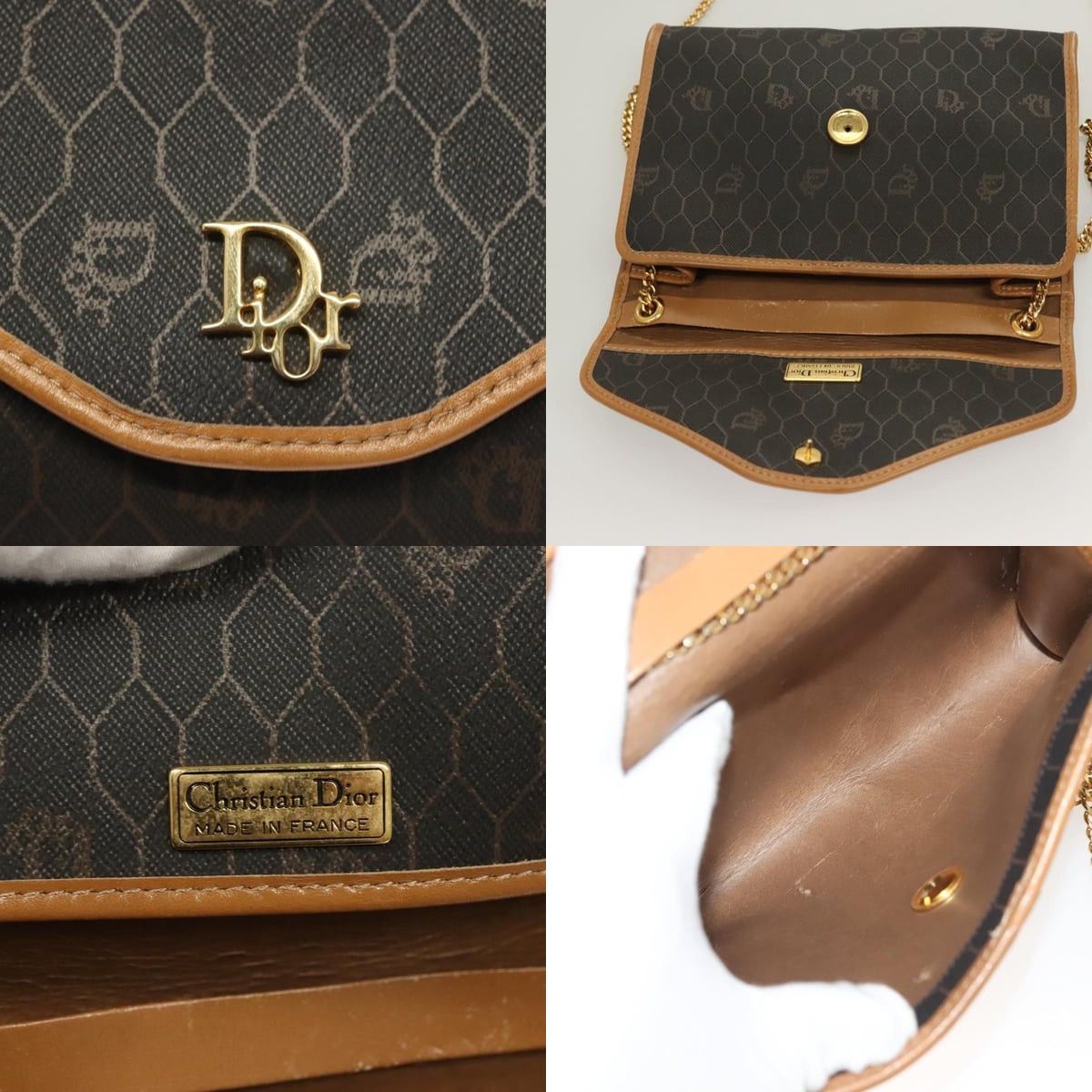 Dior DIOR Honeycomb Canvas Chain Shoulder Bag Pvc Black Gold Size ONE SIZE - 11 Thumbnail
