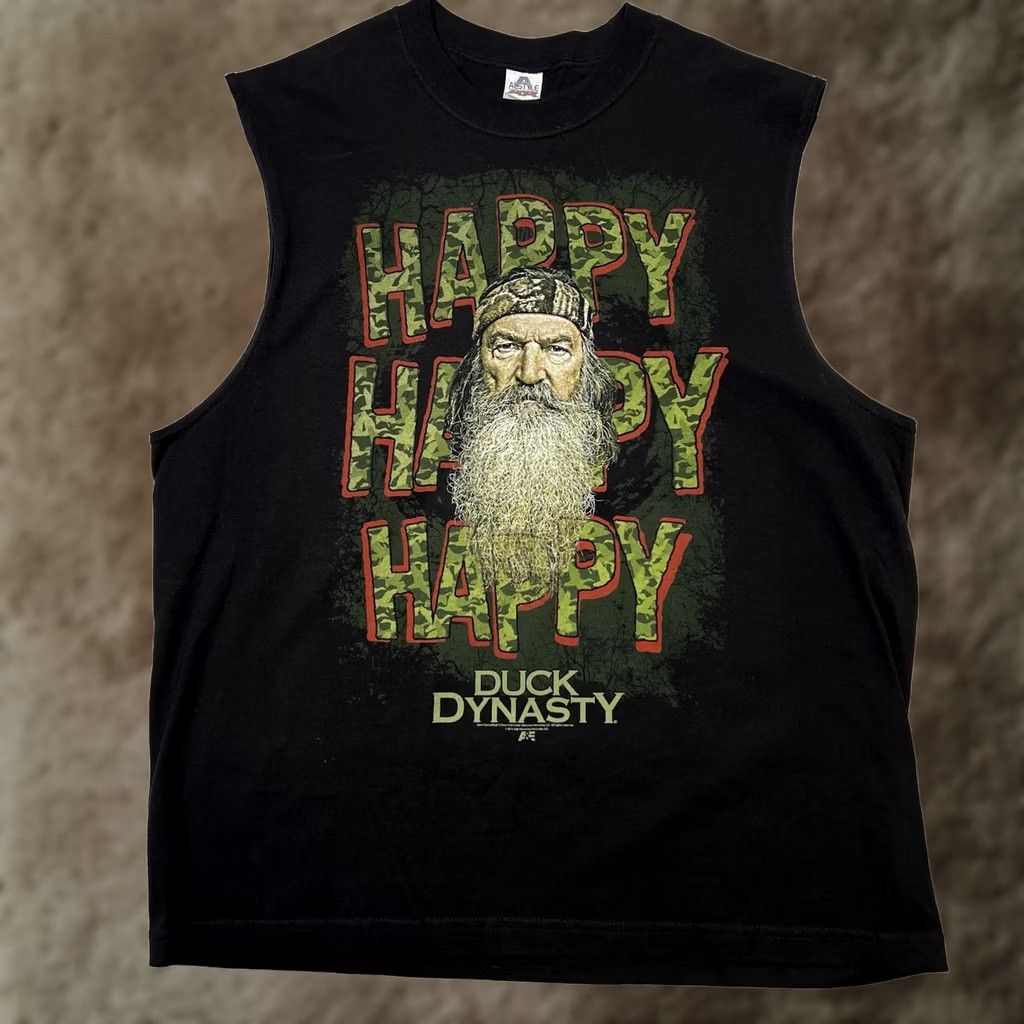 Vintage Duck Dynasty Shirt Men’s Black Sleeveless Cotton XL Casual Outdoor Happy 2013 Size US XL / EU 56 / 4 - 1 Thumbnail