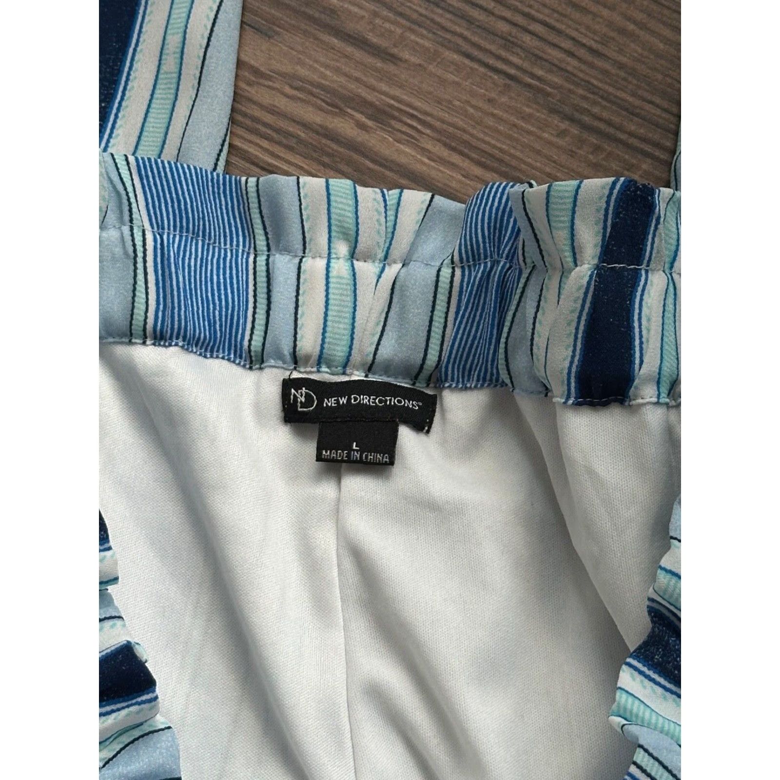 Vintage New Direction Palazzo Style Pants Pull On Blue Striped Lined Wide Split Leg Size 36" / US 14 / IT 50 - 3 Thumbnail