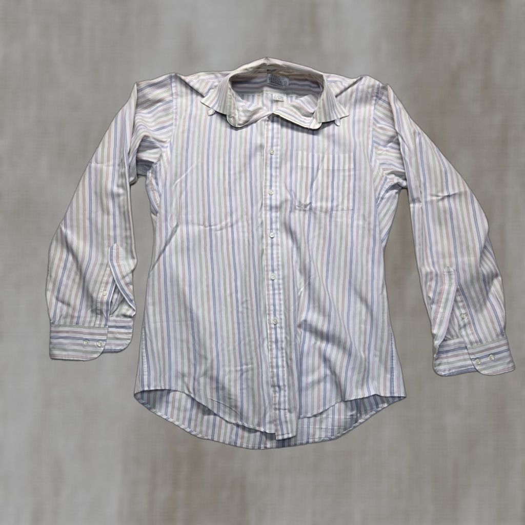 Arrow Arrow Shirt Mens 15.5 White Striped Button-Up Long Sleeve Casual Business All Seasons Vintage No Size US L / EU 52-54 / 3 - 1 Thumbnail