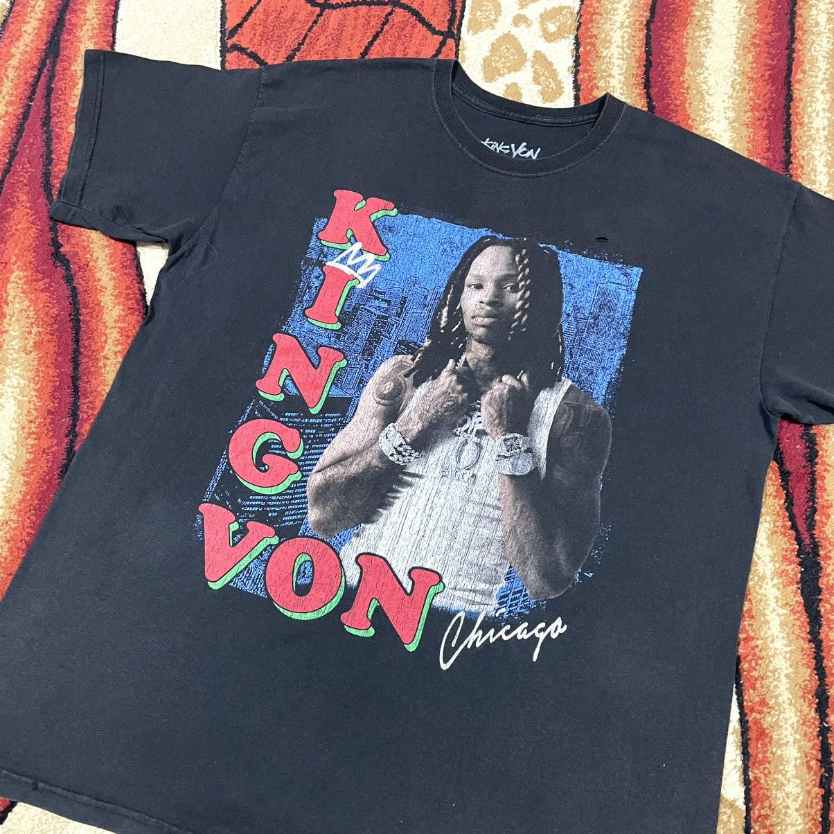 Rap Tees Thrashed Faded King Von American Rappers Tour T Shirt Size US XL / EU 56 / 4 - 1 Thumbnail