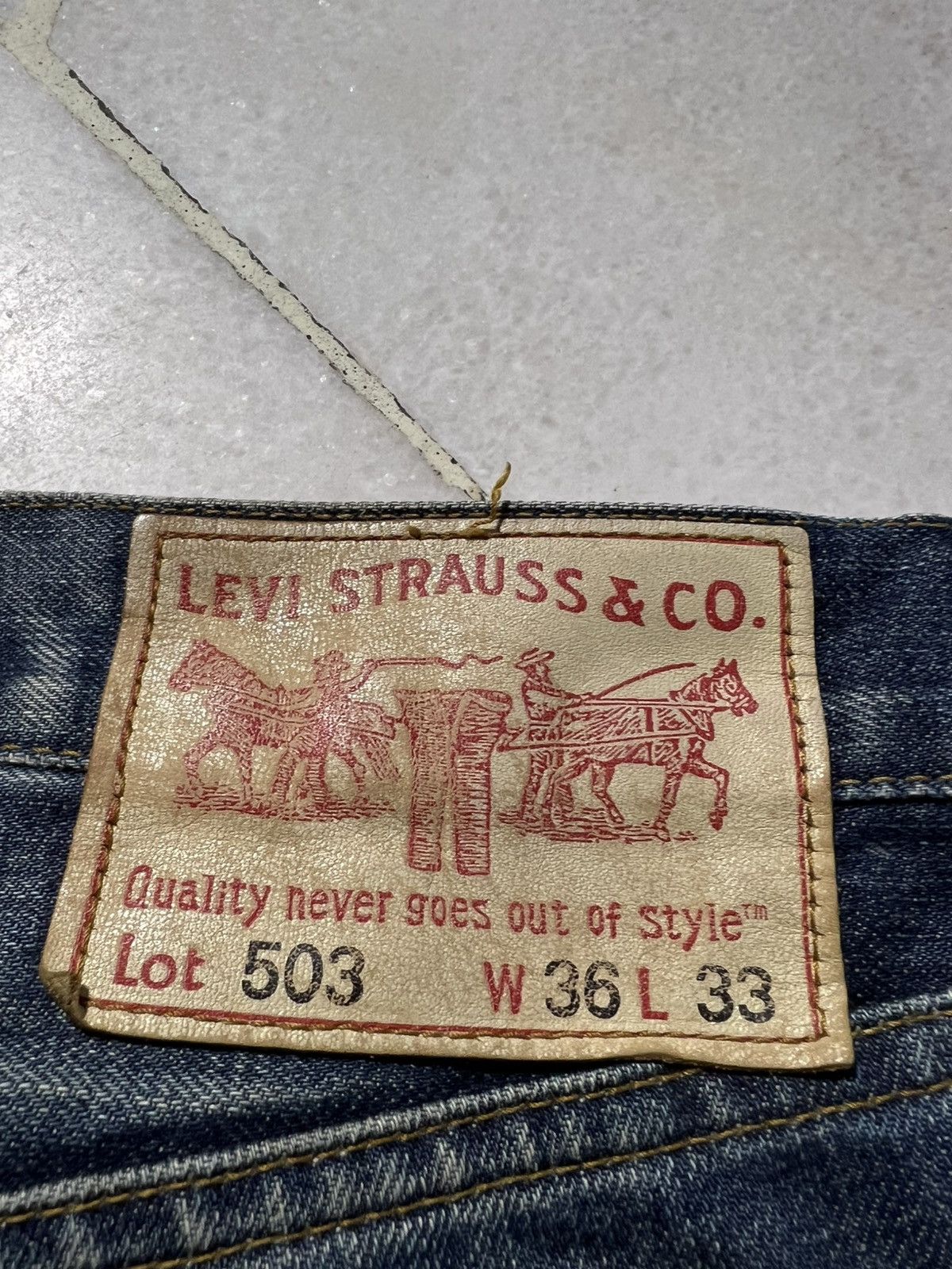 Levi's × Levi's Vintage Clothing 💥Baggy💥Vintage 90’s -00’ Levis 503 Mud Wash Distress Jeans Size US 35 - 19 Thumbnail