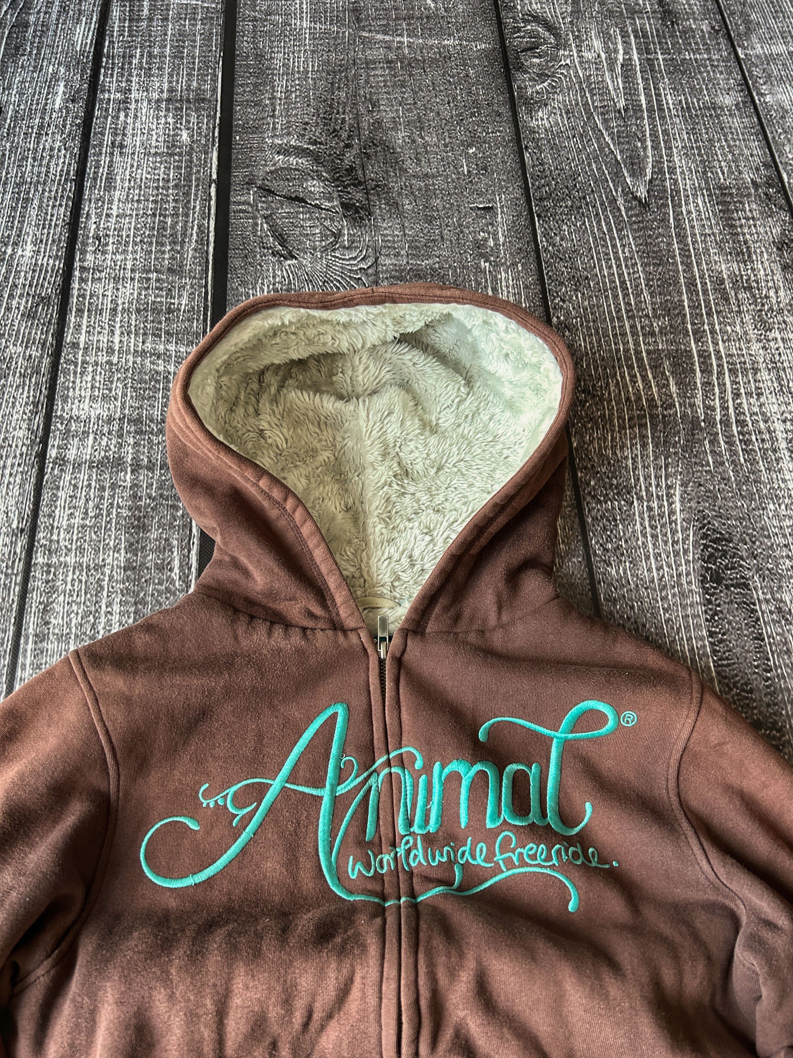 Japanese Brand Animal Hoodie Zip Up Brown Fleece Lined Surf Skate Y2K Size US S / EU 44-46 / 1 - 5 Thumbnail