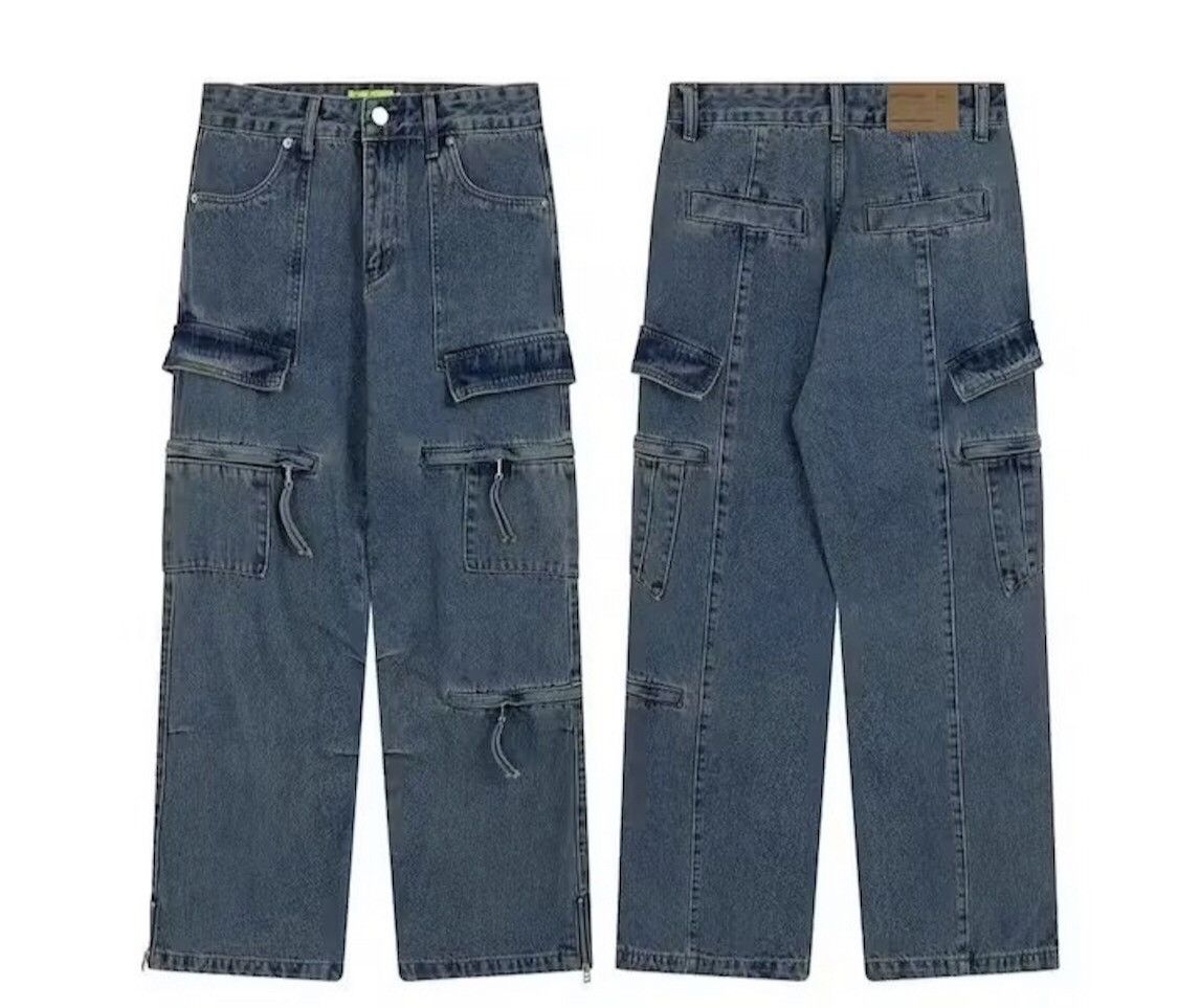 Japanese Brand × Jean Y2k Baggy Cargo Pants Denim Baggy Jeans Trousers Size US 30 / EU 46 - 6 Thumbnail