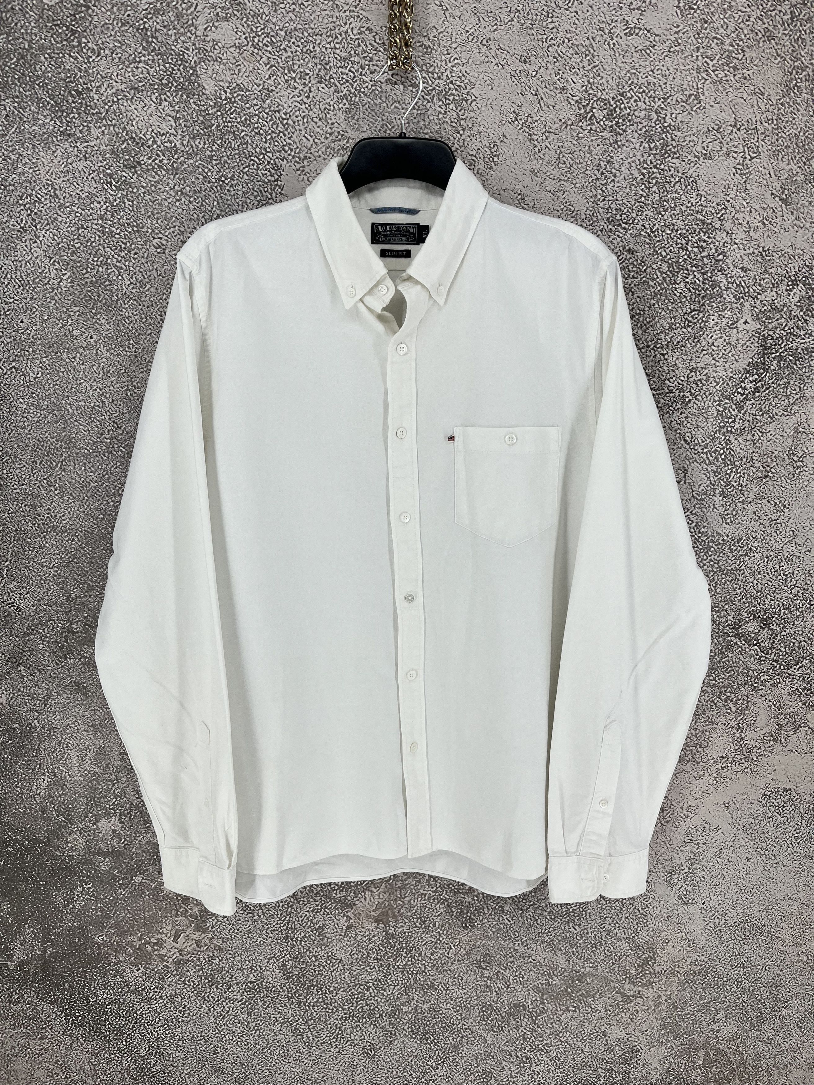 Polo Ralph Lauren Men's Jeans Company Shirt Formal Cotton Casual White Size-XL Size US XL / EU 56 / 4 - 1 Thumbnail