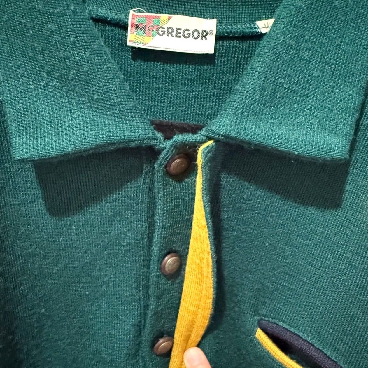 McGregor VINTAGE McGregor Wool-Blend Green Polo Sweater Long Sleeve Pullover M/L Men Size US M / EU 48-50 / 2 - 5 Thumbnail