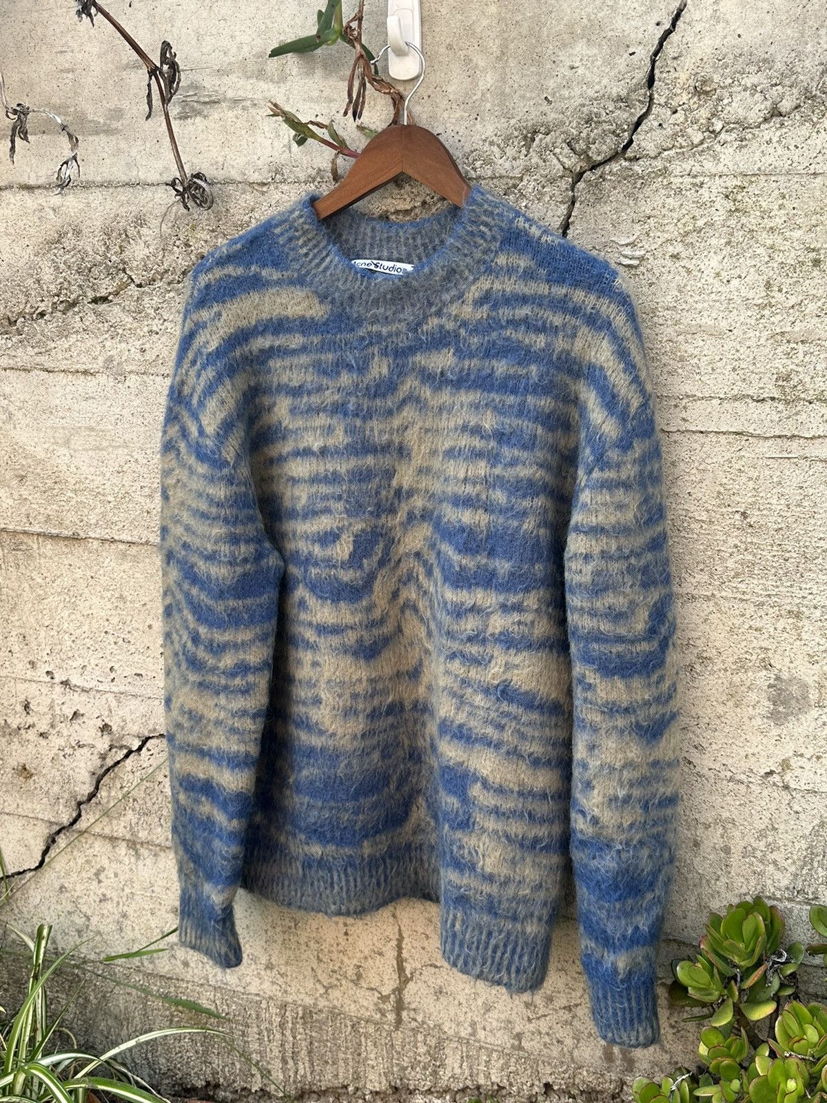 image of Grail Acne Studios Winter Breeze Camo Mohair Sweater, Men's (Size Large)