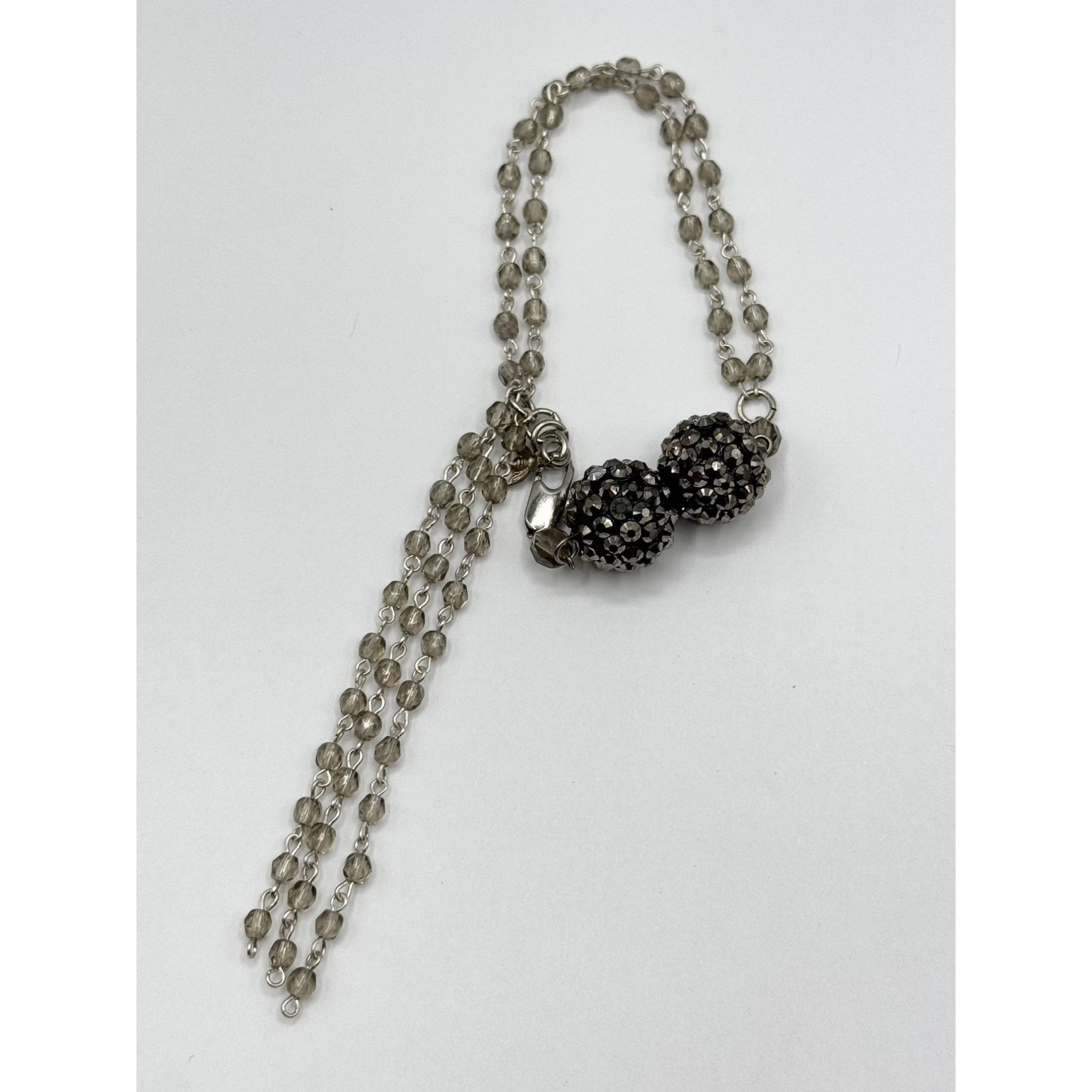 Vintage Vintage grey crystal beaded tassel rhinestone bracelet Size ONE SIZE - 3 Thumbnail