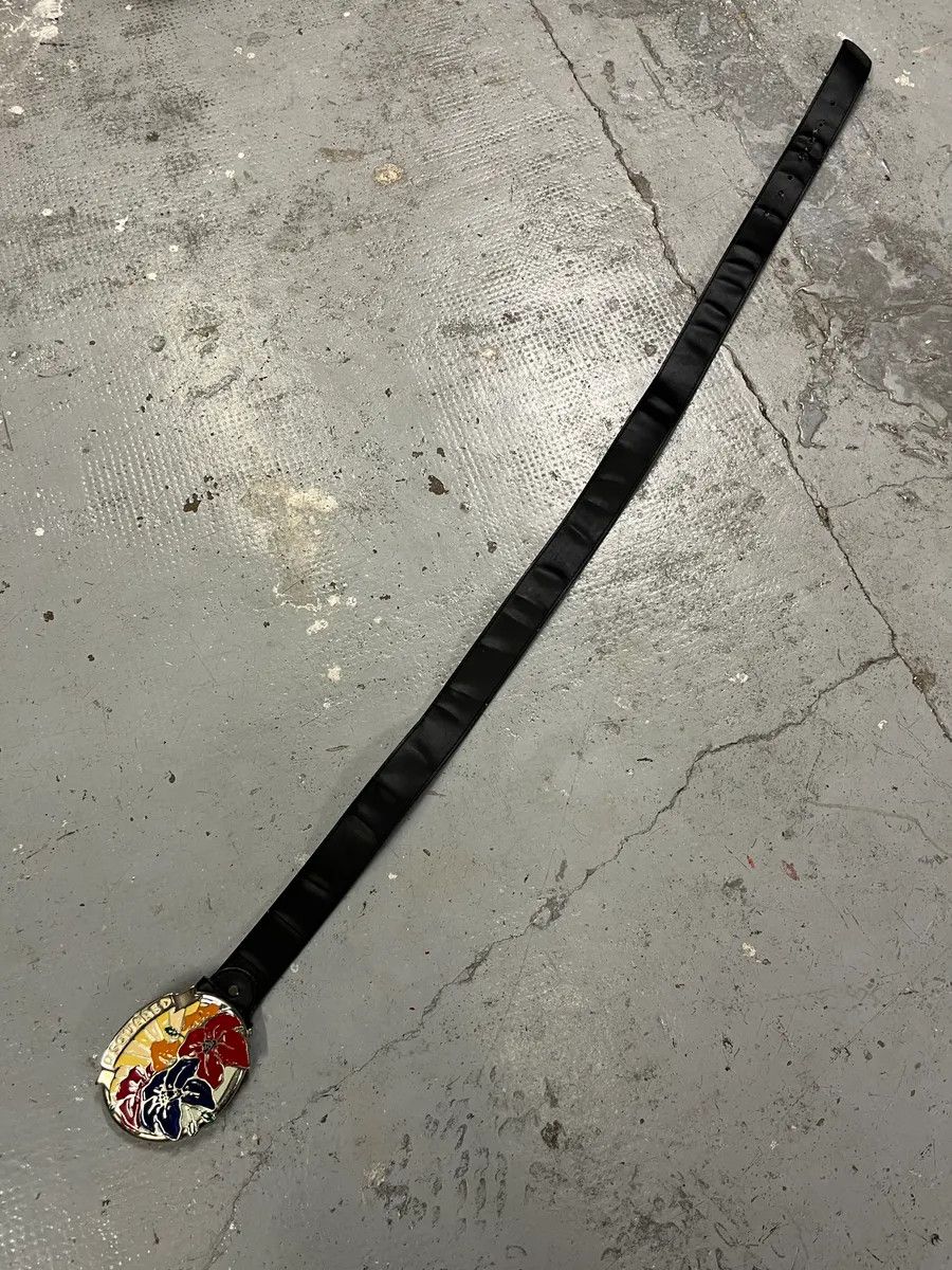 Dsquared2 2000s Dsquared2 Colorful Flowers Black Leather Belt Size ONE SIZE - 8 Thumbnail