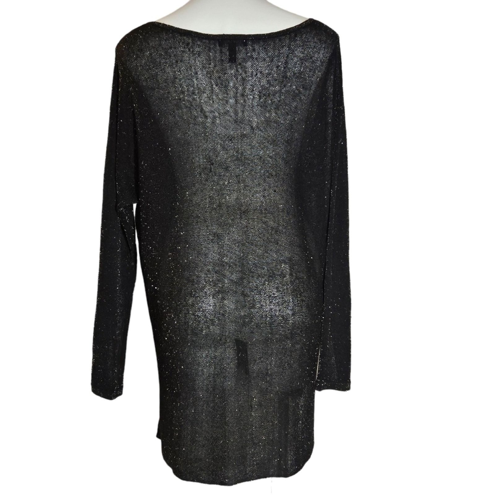 Eileen Fisher Eileen Fisher Black Metallic Sheer Knit Tunic Blouse Size L / US 10 / IT 46 - 2 Thumbnail
