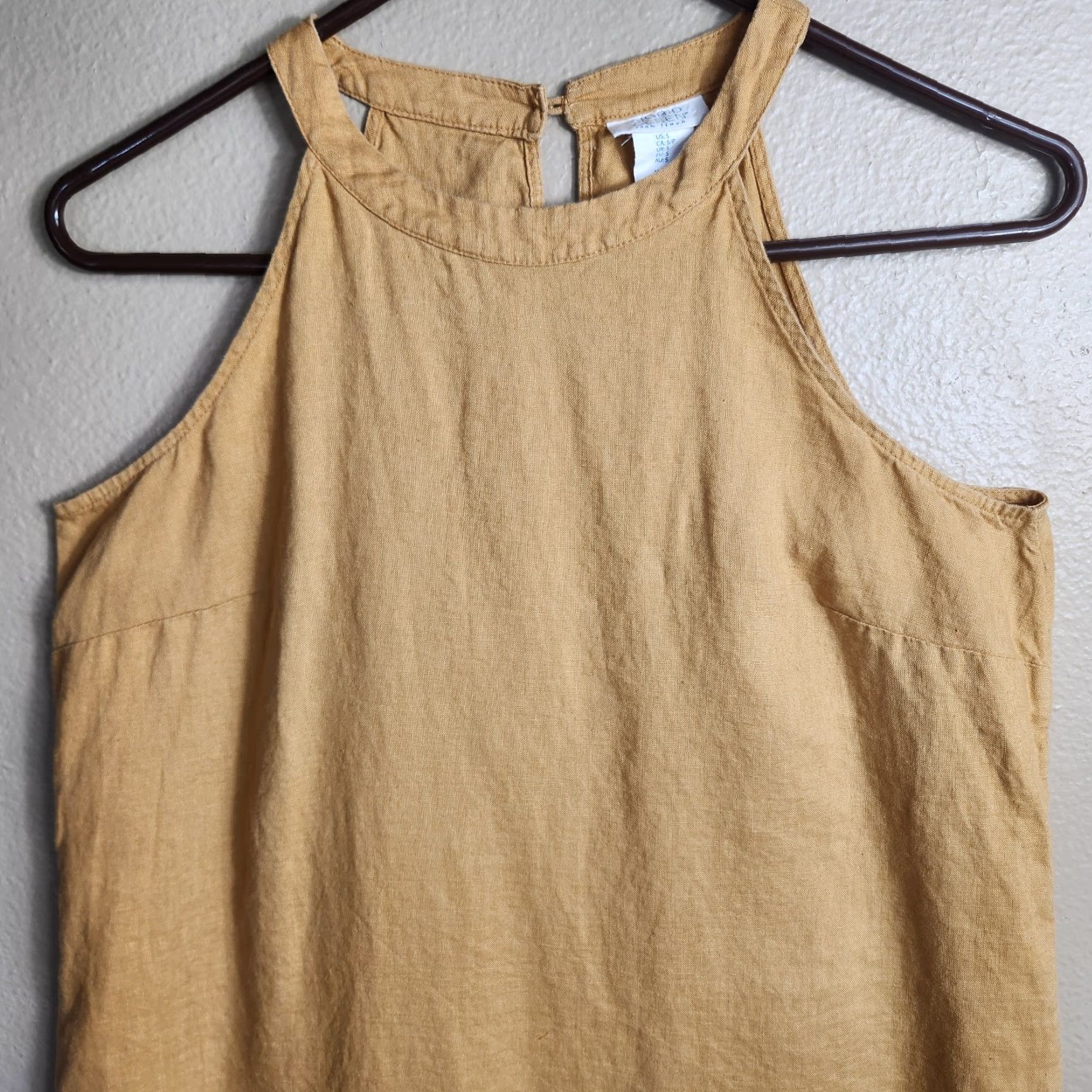 Vintage Sigrid Olsen Womens |S| 100% Linen Mustard Yellow Sleeveless Knee Length Dress Size S / US 4 / IT 40 - 2 Thumbnail
