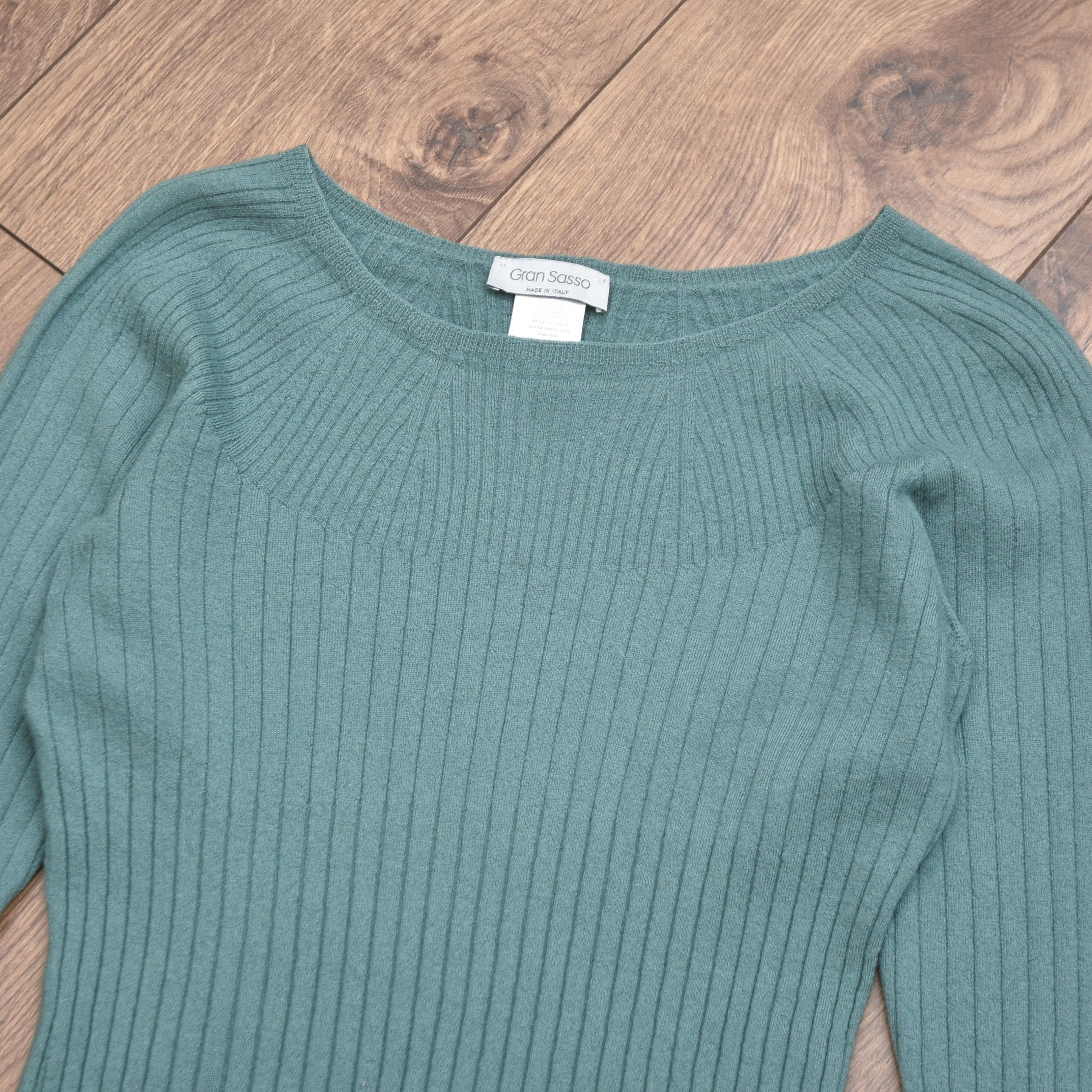 Gran Sasso Luxury Gran Sasso Green Virgin Wool Sweater Ribbed Knit Size M / US 6-8 / IT 42-44 - 6 Thumbnail