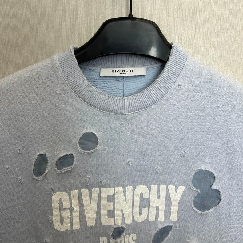 Givenchy Givenchy Haze Blue Oversized Hole Sweatshirt - Sizes OS XS Size US XS / EU 42 / 0 - 2 Thumbnail