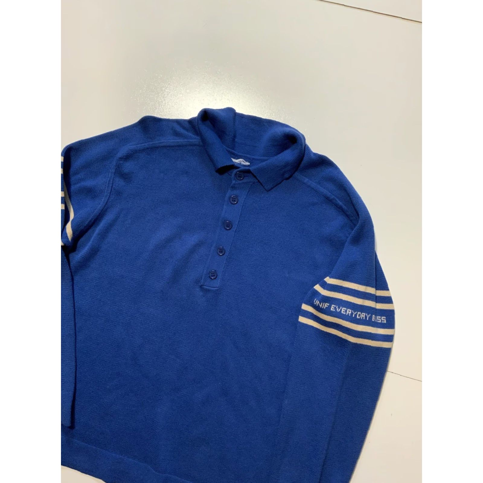 UNIF UNIF Everyday Bliss Fitz Blue Stripe Knit Rugby Polo Pullover Sweater Sz. M Size US M / EU 48-50 / 2 - 4 Thumbnail