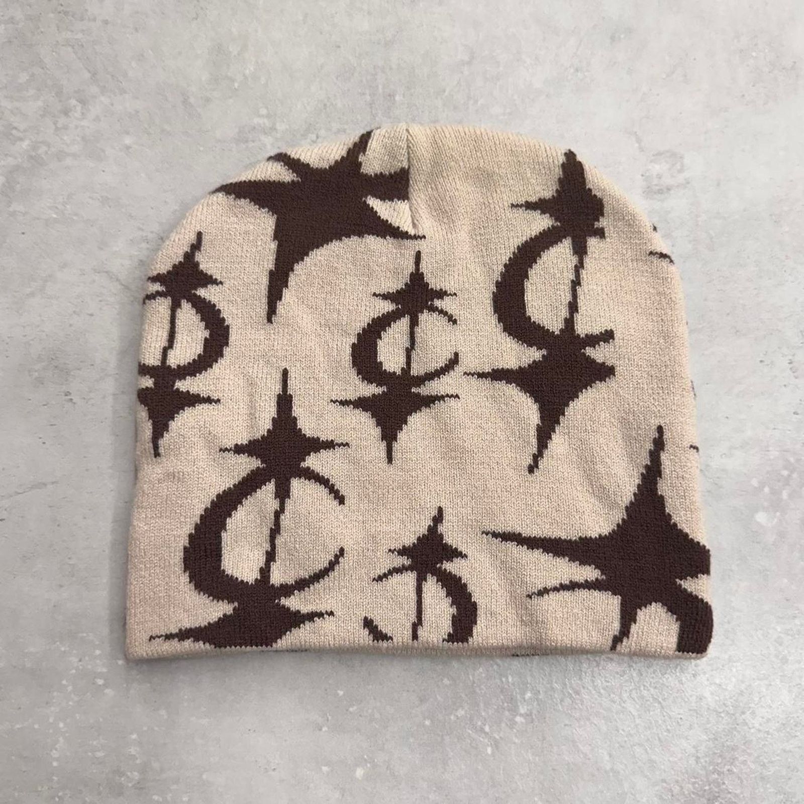 Other Cream beanie with unique brown Size ONE SIZE - 1 Thumbnail