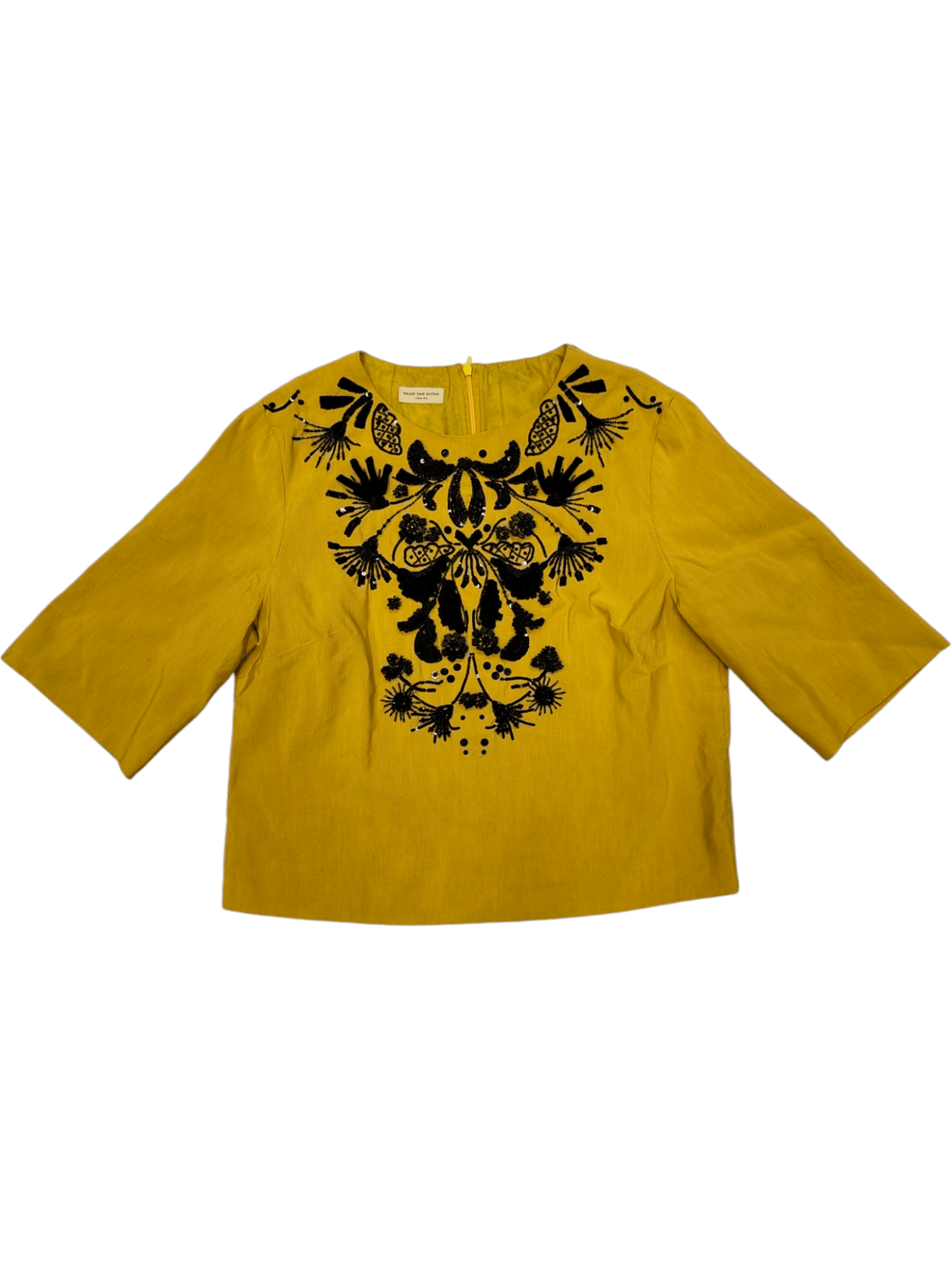 Dries Van Noten Dries Van Noten MUSTARD YELLOW ROUND NECK 3/4 SLEEVES SHIRT Size M / US 6-8 / IT 42-44 - 1 Thumbnail