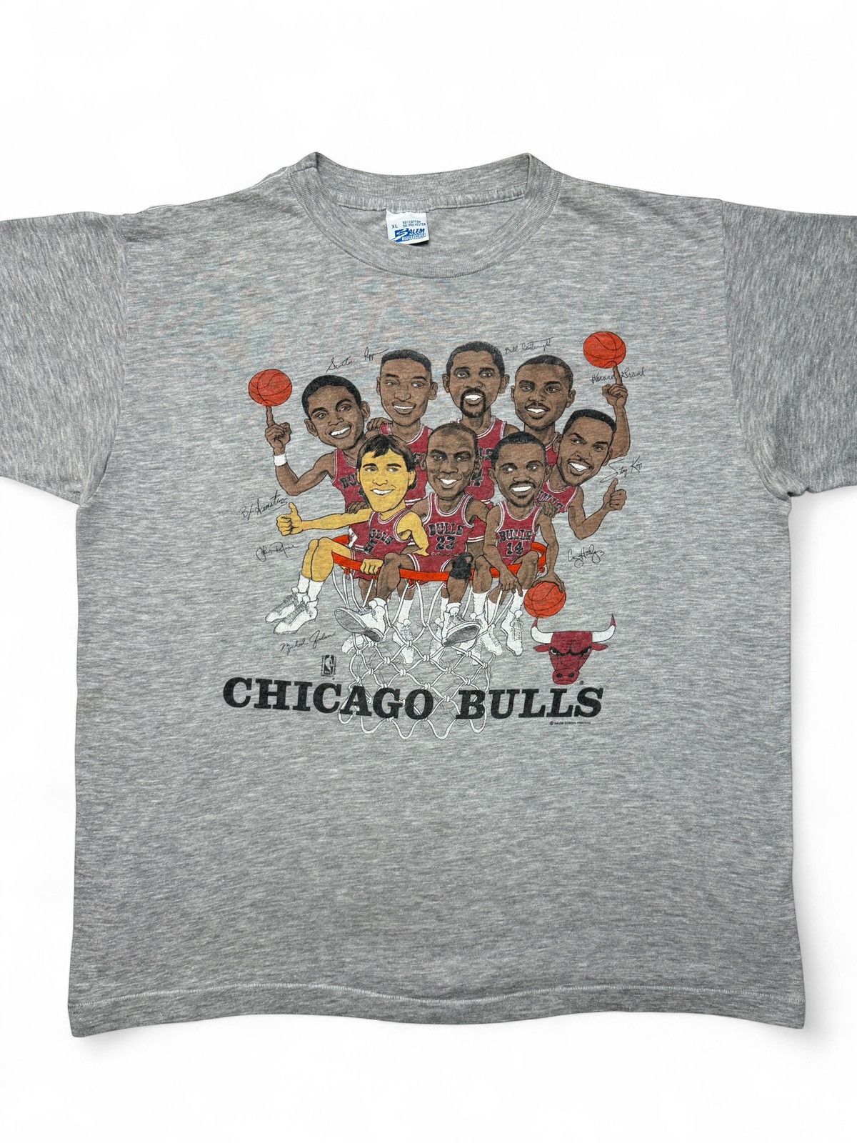 Salem Sportswear Vintage 1980’s Chicago Bulls Hoopla Sports Tee Shirt Size US XL / EU 56 / 4 - 2 Thumbnail