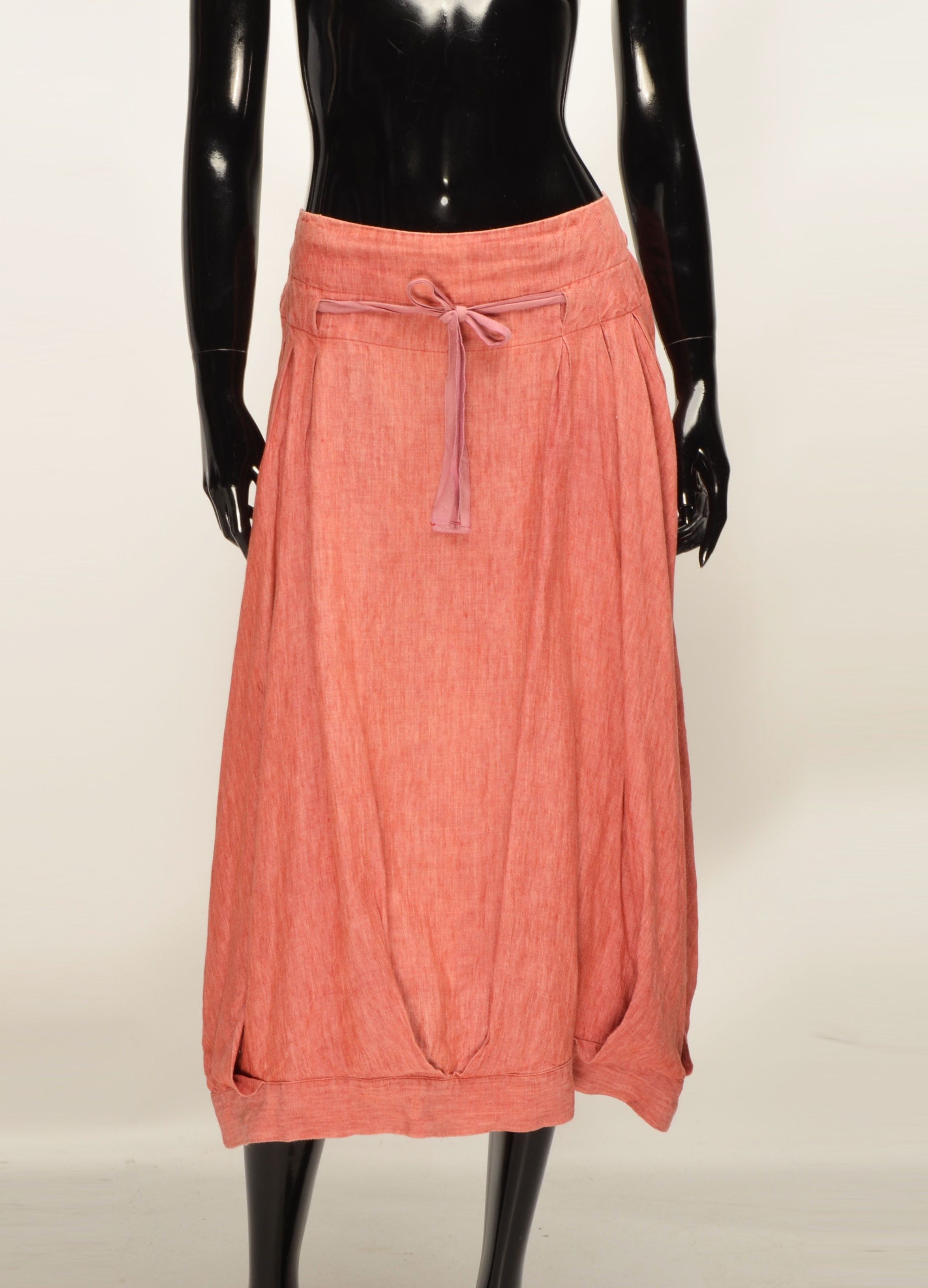 Vintage Vintage Lilith Y2K Linen Bubble Midi Skirt Size 30" / US 8 / IT 44 - 1 Thumbnail