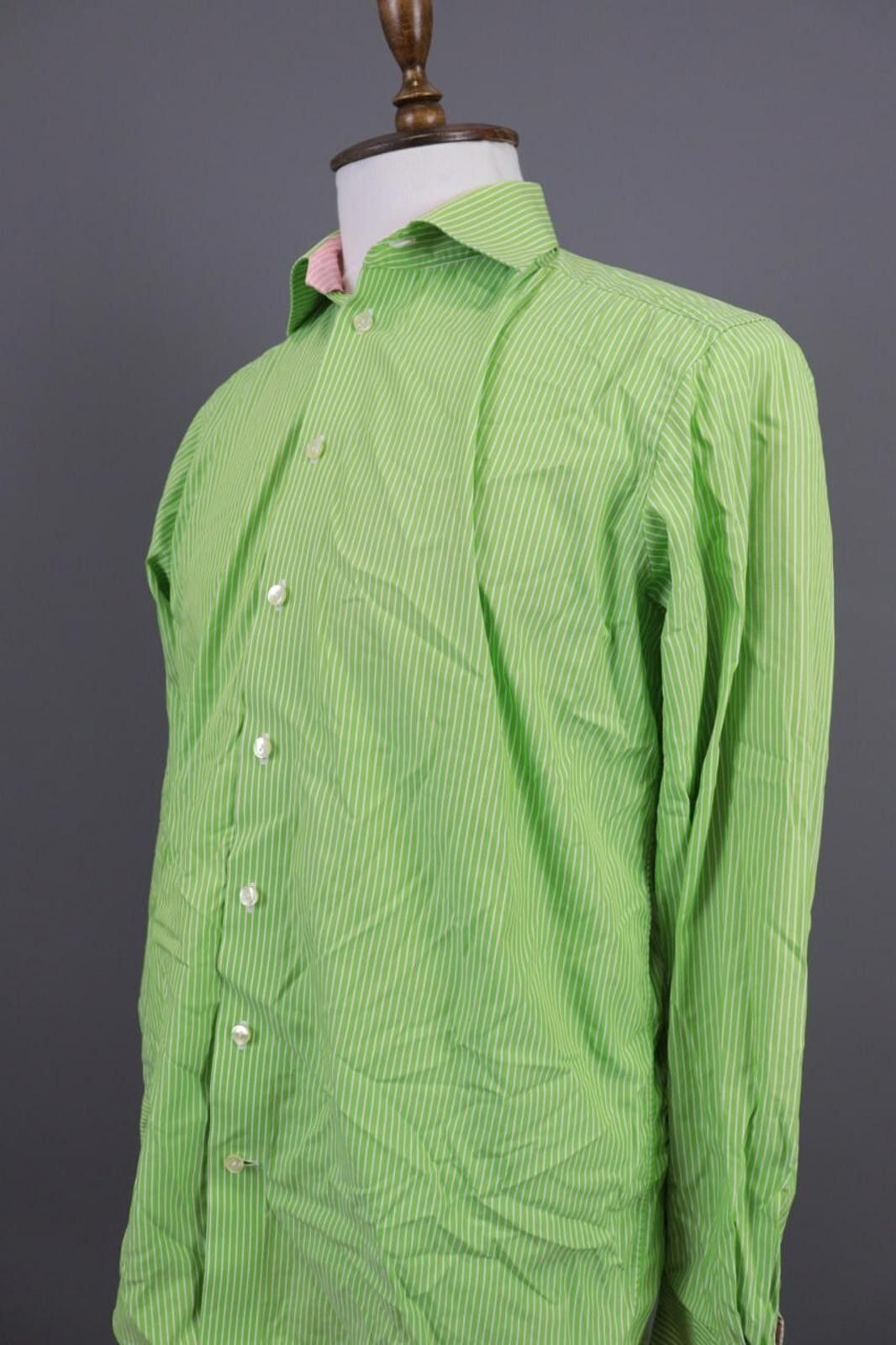 Eton Eton Contemporary Green Striped Luxury Shirt Size 41 /16 Size US M / EU 48-50 / 2 - 7 Thumbnail
