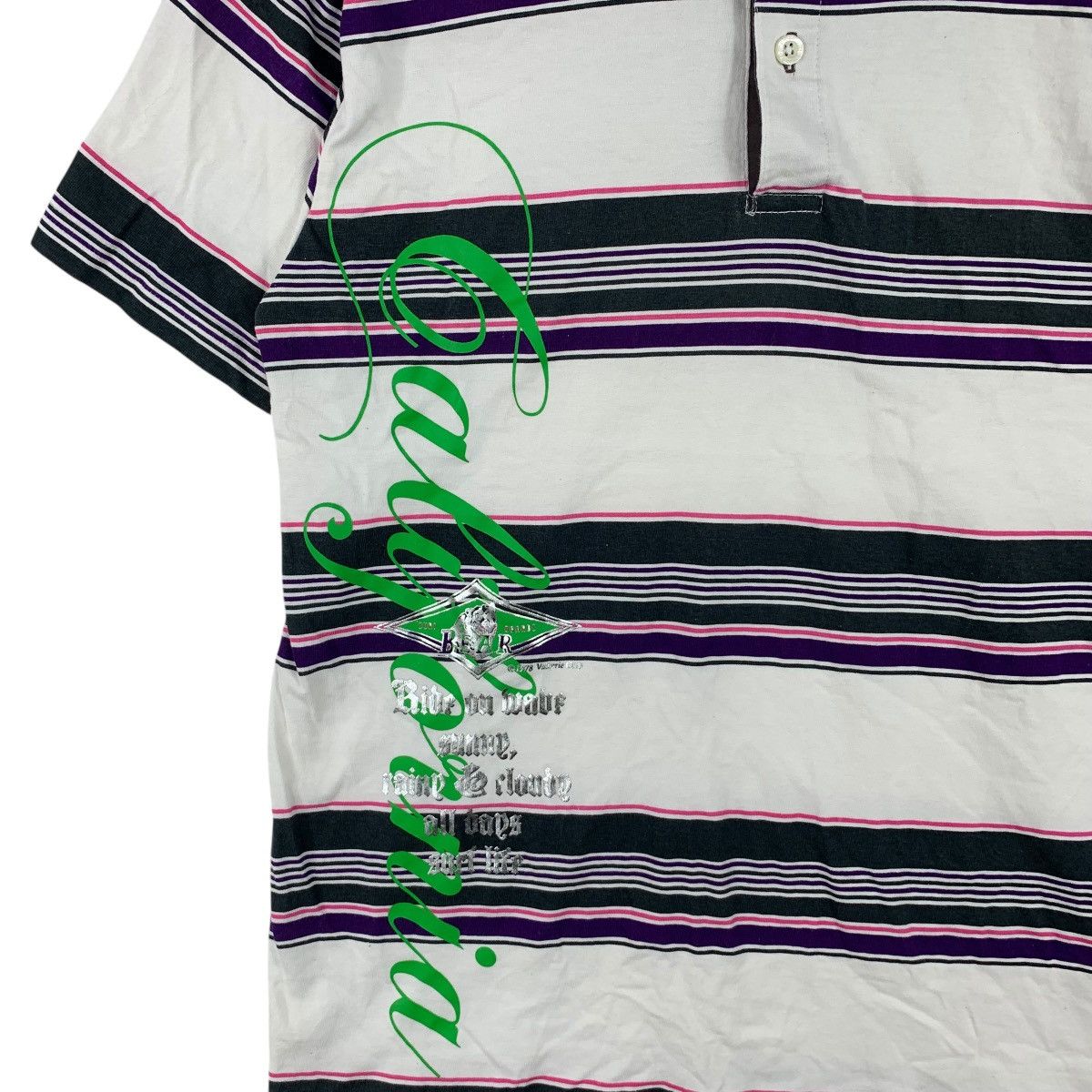 Vintage Vintage BEAR SURFBOARD USA Famous Striped Polo Tee Shirt Size US M / EU 48-50 / 2 - 4 Thumbnail