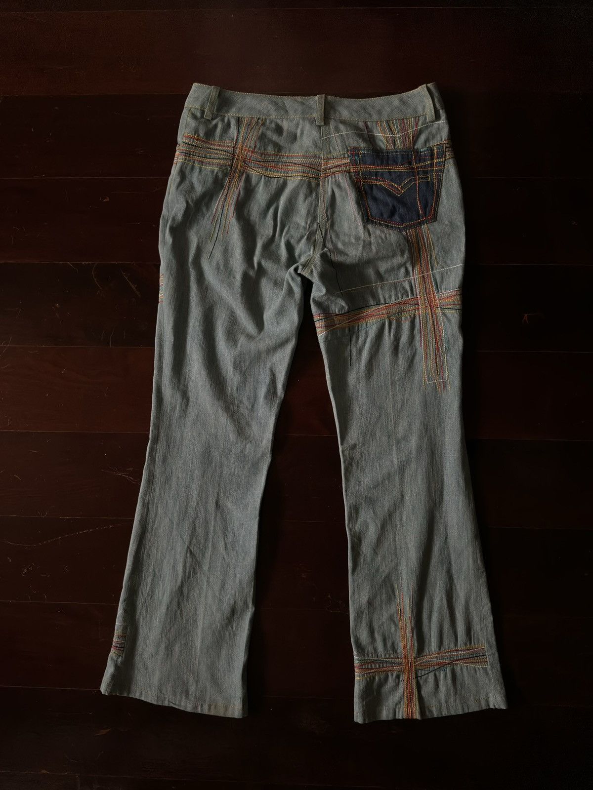 John Galliano John Galliano Resort 2002 Rainbow Stitching Jeans Size US 29 - 2 Thumbnail