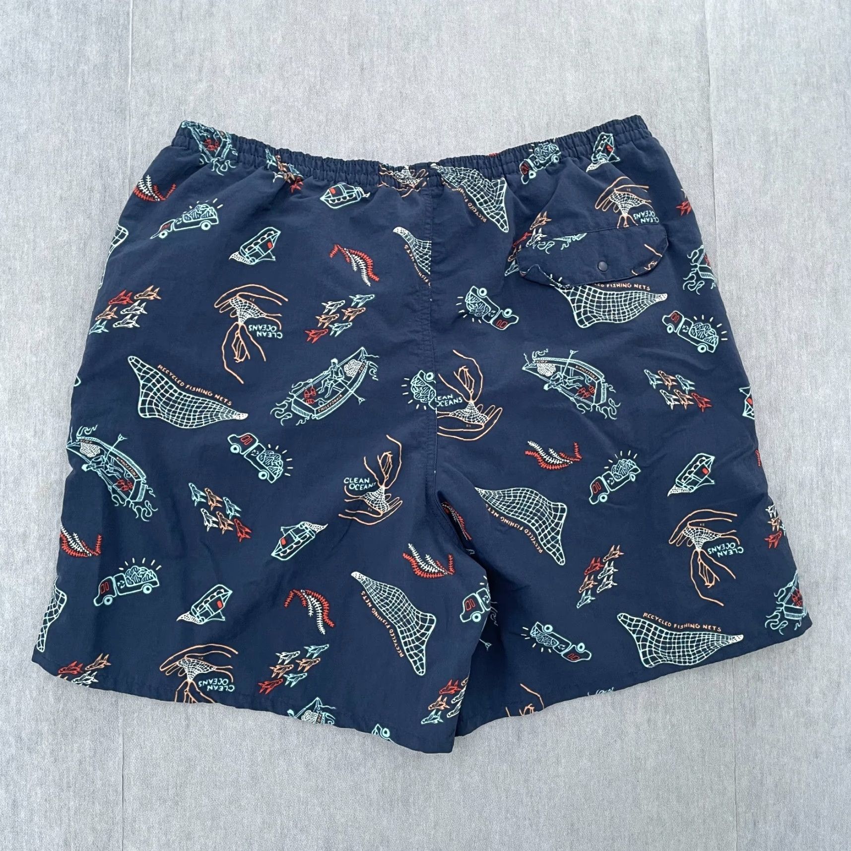 Patagonia Patagonia Baggies Shorts Adult Large Blue Oceans Fish Swim Trunks Beach L Geometric Pattern Polyester Size US 33 - 2 Thumbnail