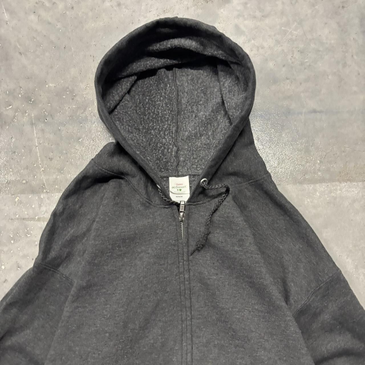 Japanese Brand × Vintage Crazy Vintage Y2K/2000s Dark Grey Blank Essential Zip Up Hoodie! Size US M / EU 48-50 / 2 - 2 Thumbnail