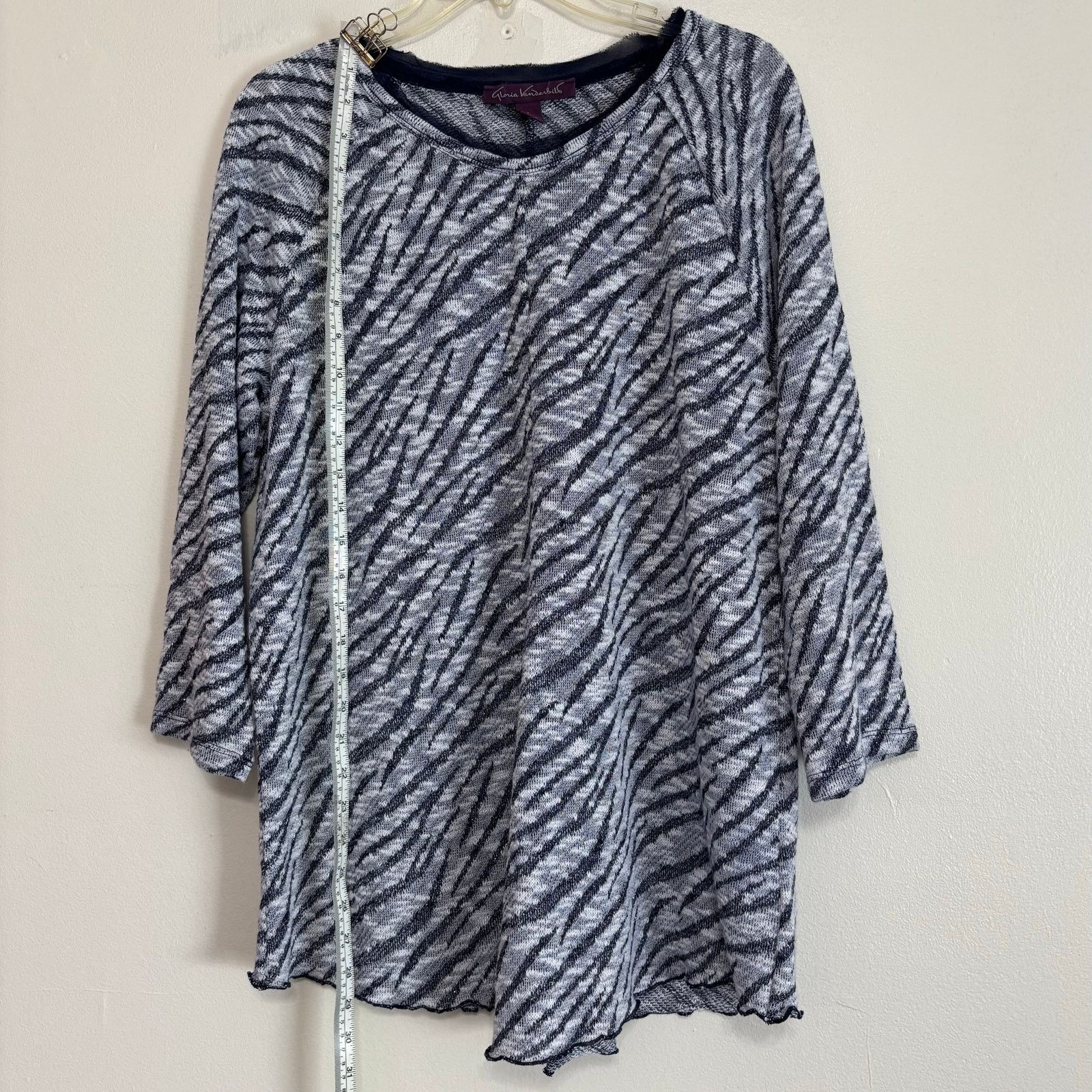 Gloria Vanderbilt Gloria Vanderbilt Navy Blue Gray & White Knit Sweater Size L Size L / US 10 / IT 46 - 3 Thumbnail