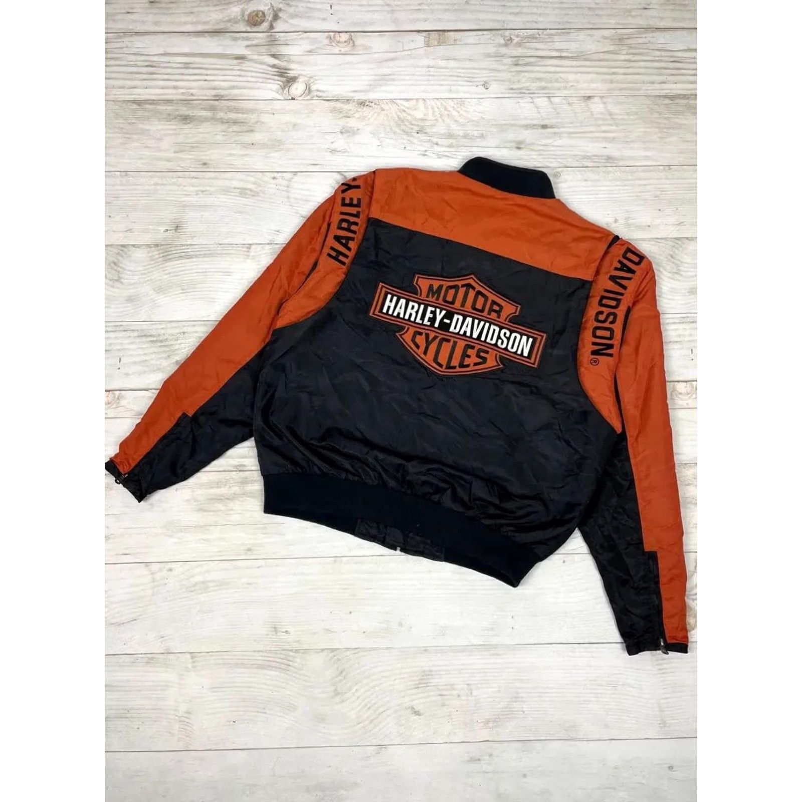 Harley Davidson VINTAGE Harley-Davidson Bomber Jacket Mens M Black 90s Motorcycle Racing Logo Nylon Lining Polyester Jacket Size US M / EU 48-50 / 2 - 2 Thumbnail