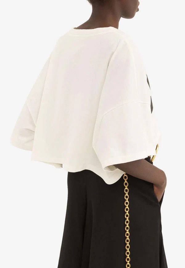 Chloe o1loc1c10226 Cropped Boxy Logo T-Shirt in White Size S / US 4 / IT 40 - 4 Thumbnail