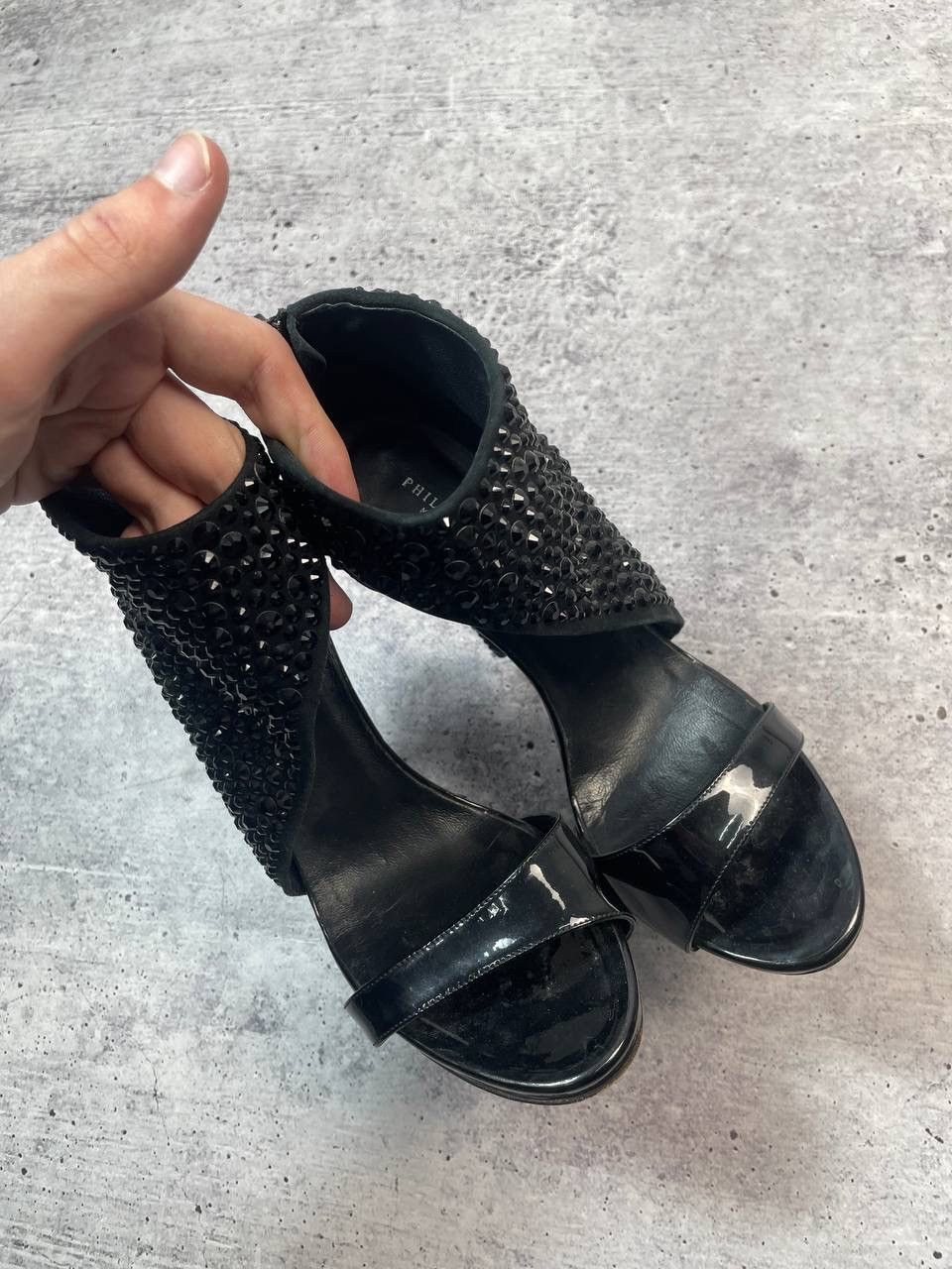 Philipp Plein Vintage 00s Phillip Plein Rhainstone Embroidered Heels Y2K Size US 9 / IT 39 - 2 Thumbnail