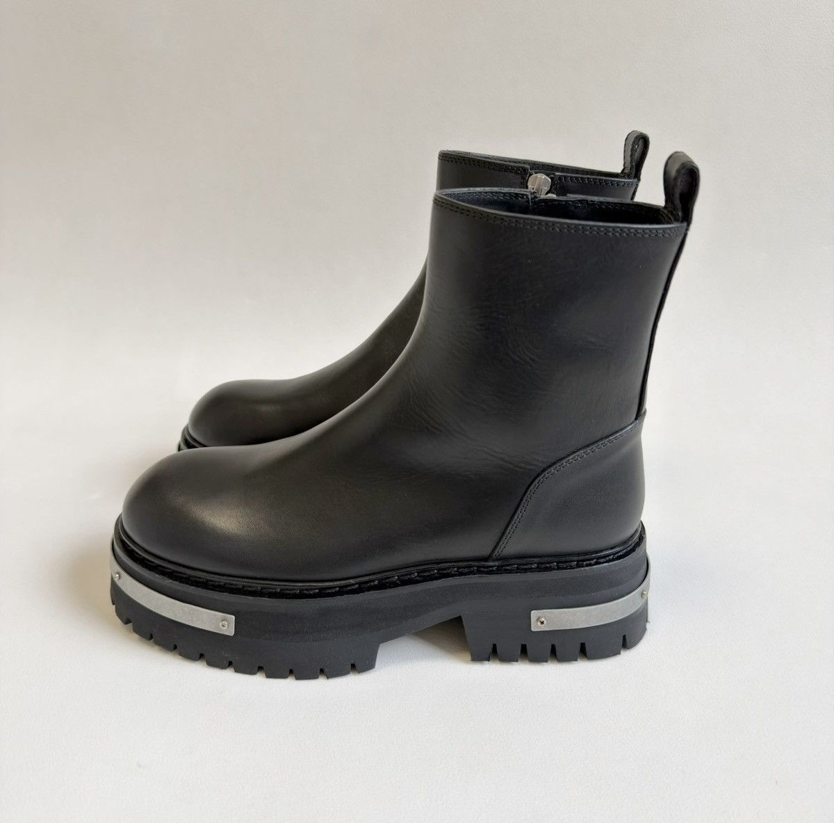 Ann Demeulemeester Metal Plaque Detail Black ‘Tucson’ Combat Boots Size US 6 / IT 36 - 2 Thumbnail