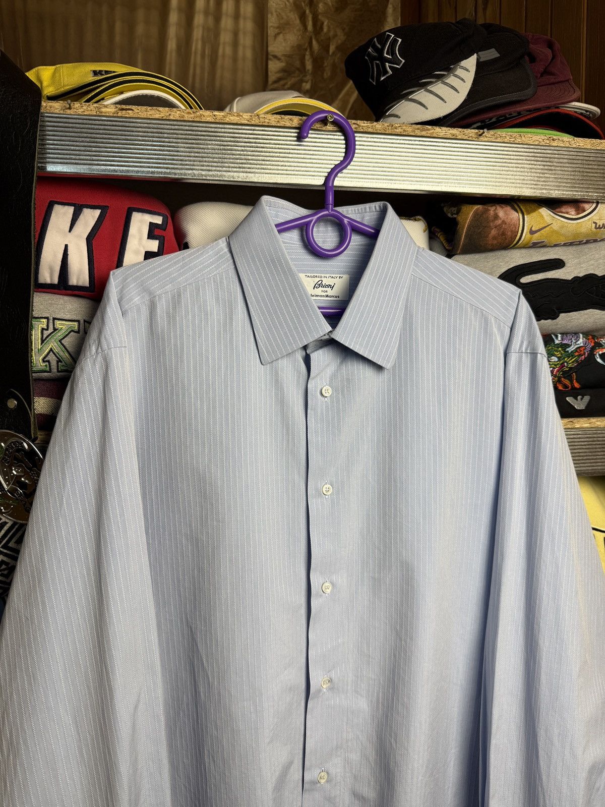 Brioni Vintage Brioni Shirt Made in Italy Stripped Blue Size US L / EU 52-54 / 3 - 3 Thumbnail