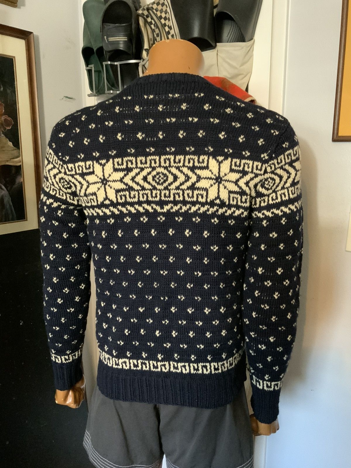 Vintage 50s 60s Snowflake Fair Isle Wool Talon Knit Sweater Jacket Size US S / EU 44-46 / 1 - 8 Thumbnail
