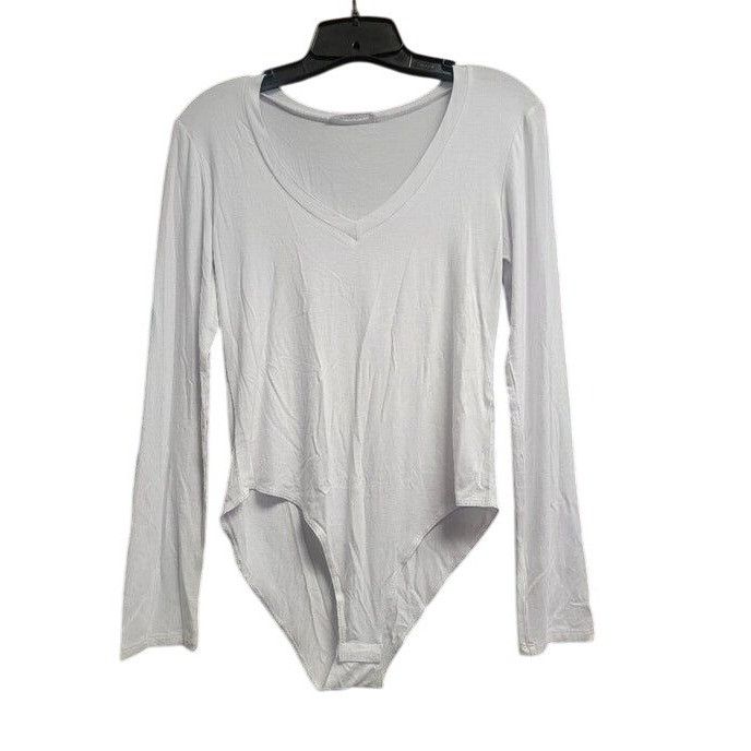 Other White Long-Sleeve Scoop Neck Bodysuit For Women Stretchy Fab Size M / US 6-8 / IT 42-44 - 2 Thumbnail