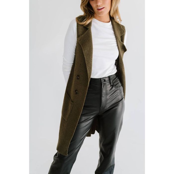 Active ACTIVE USA Long Sweater Vest In Olive Grailed